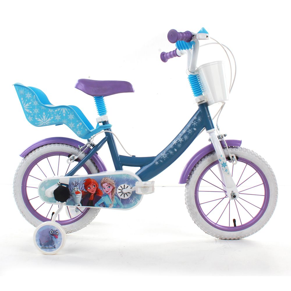 Bicicletta da bambini da 14 pollici con portabambole - cestino e stabilizzatori laterali di disney frozen - DISNEY PRINCESS, Disney, Frozen