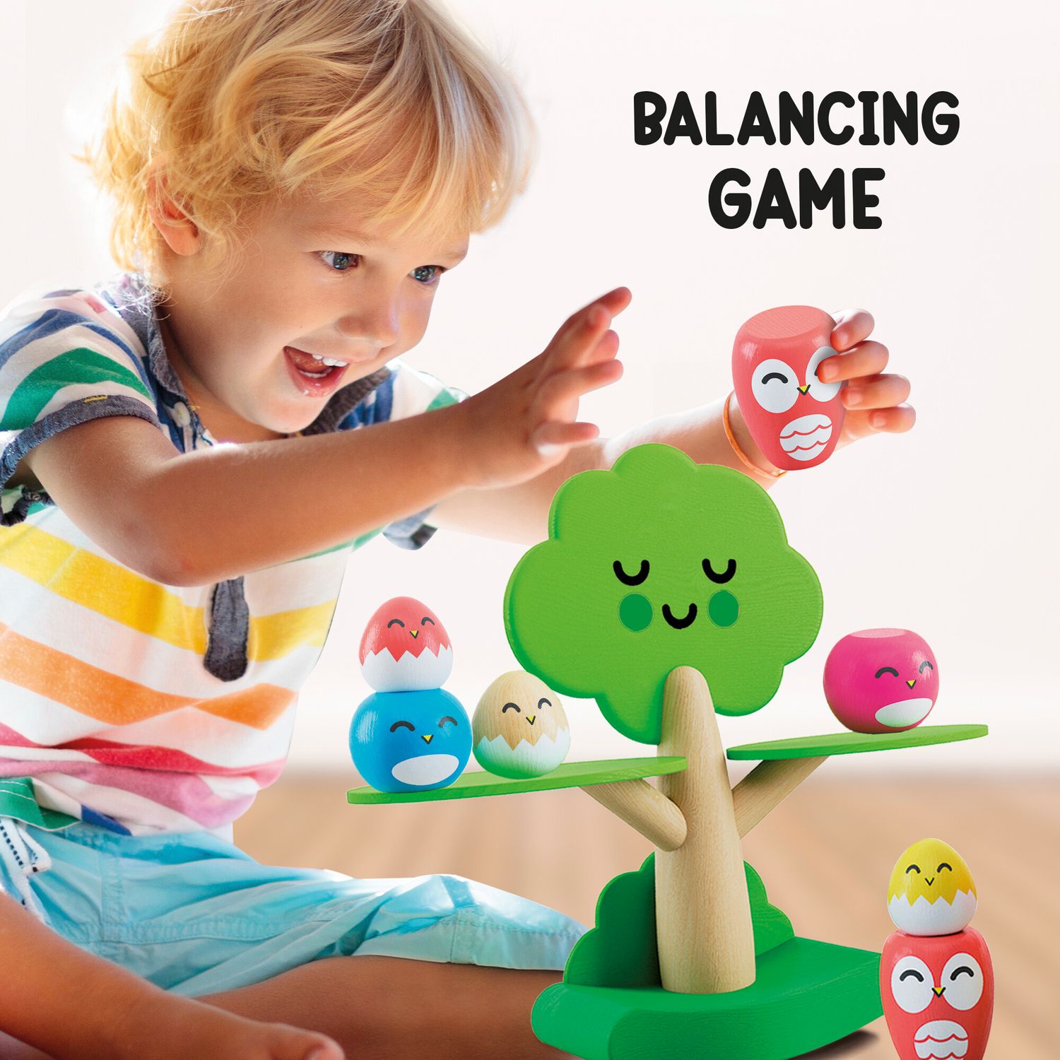 Montessori baby wood happy birds balancing game - LISCIANI