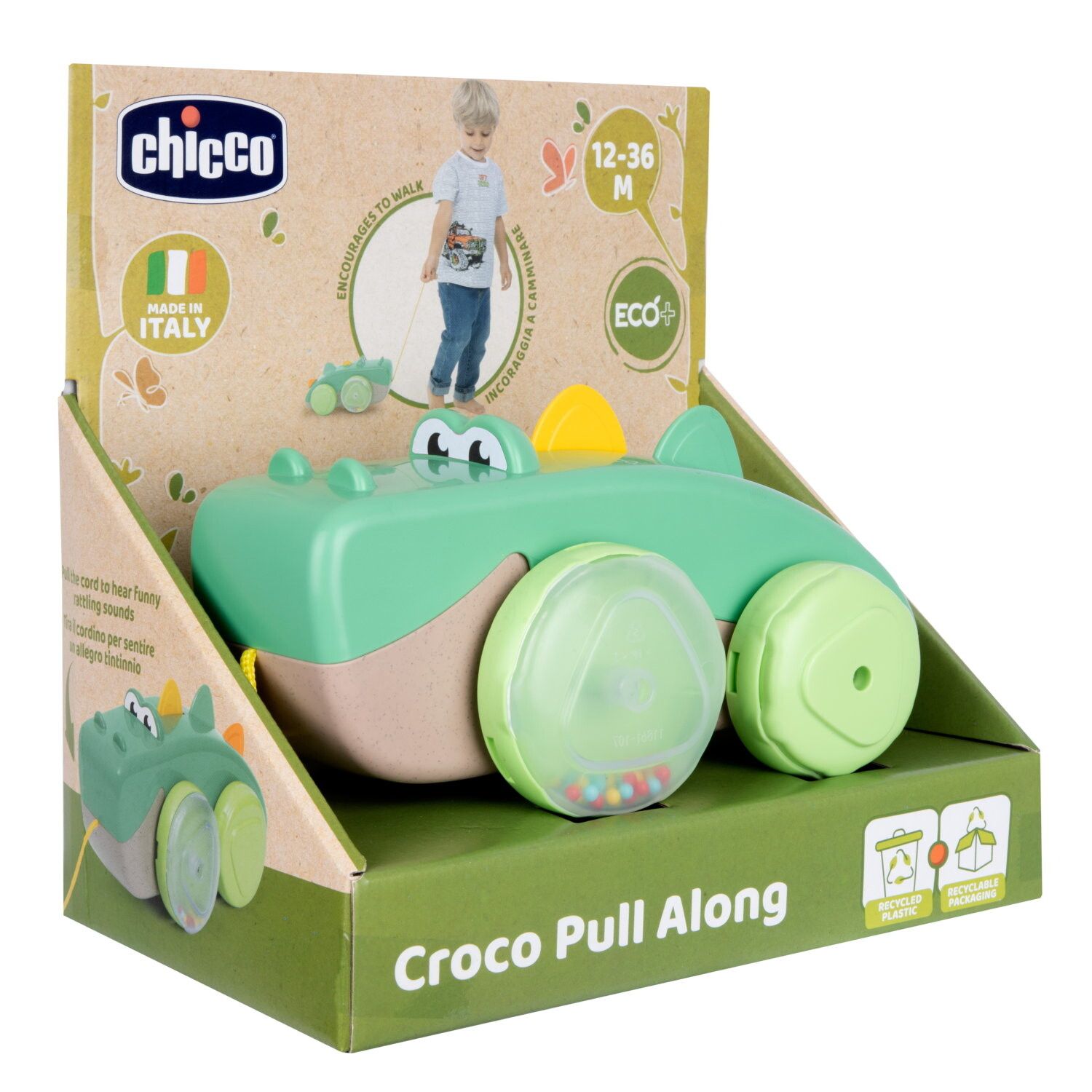 Chicco - drillo, il coccodrillo trainabile, eco+, 6-36m - Chicco