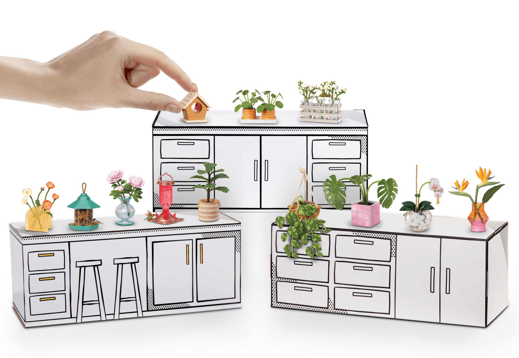 Mga's miniverse make it mini lifestyle - home series1 - piante, casette per uccelli, mazzi di fiori - mini repliche da collezione in confezione sorpresa - fai da te, gioco in resina - non edibile - MINIVERSE MGA