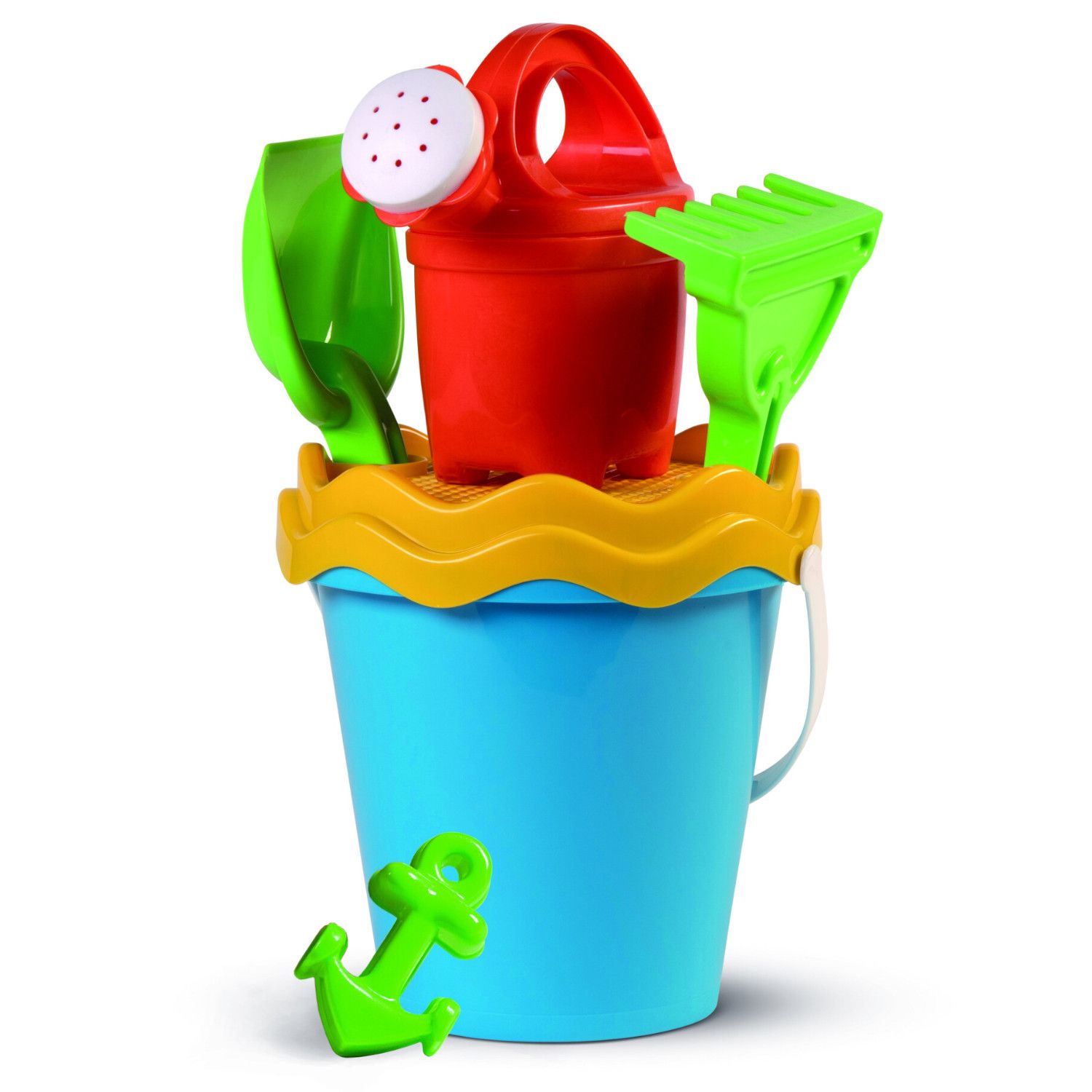 Set spiaggia  composto da secchiello, setaccio, annaffiatoio, paletta rastrello e una formina - 