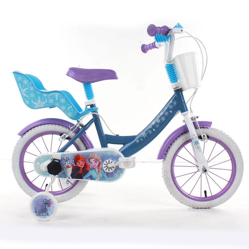 Bicicletta da bambini da 14 pollici con portabambole - cestino e stabilizzatori laterali di disney frozen - DISNEY PRINCESS, Disney, Frozen