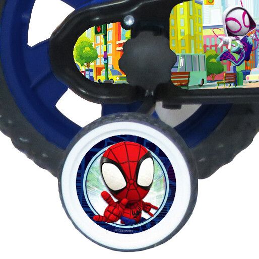 Bicicletta da 12 pollici di spidey con stabilizzatori laterali e scudo personalizzato - telaio in metallo- cerchi in plastica - freno caliper, ruota fissa - SPIDEY, MARVEL