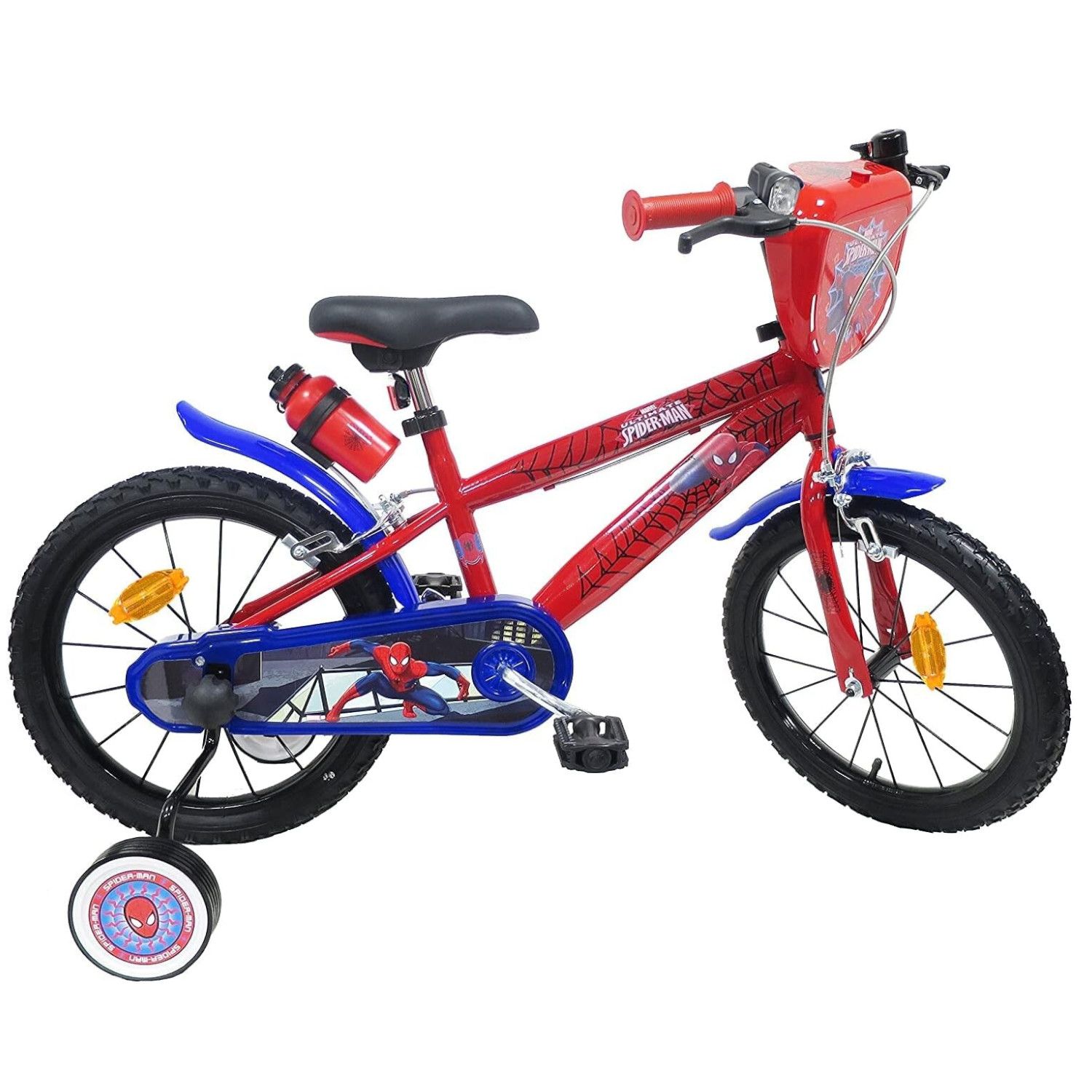Bicicletta per bambini dai 4 ai 6 anni da 16 pollici di spiderman con stabilizzatori laterali - Avengers, MARVEL, Spiderman