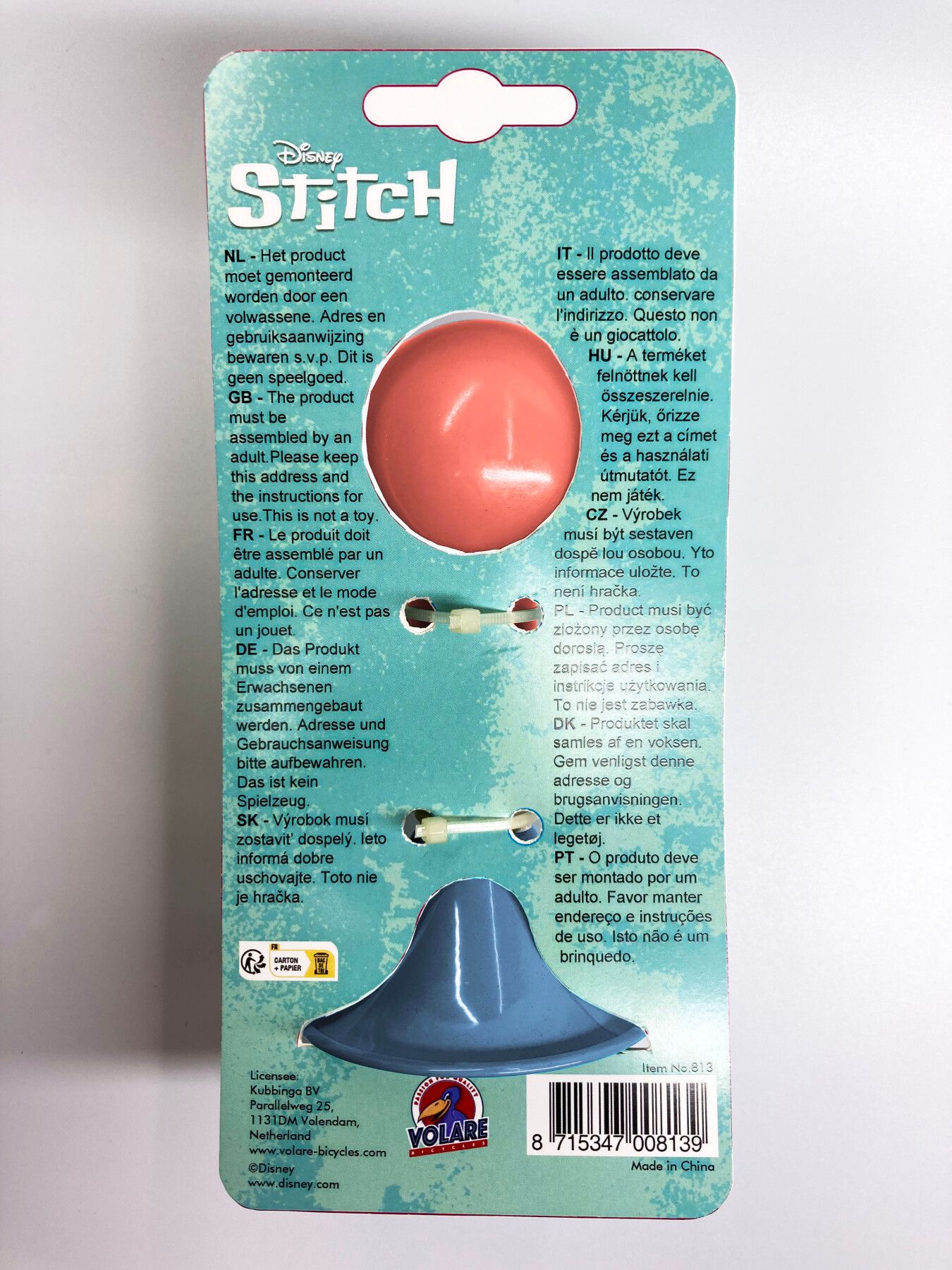 Trombetta per bicicletta di stitch da apporre sul manubrio - Disney Stitch