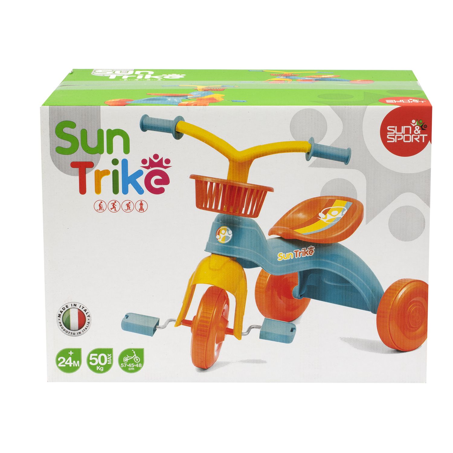 Fun trike - il tuo primo triciclo: pratico, leggero e colorato - con seggiolino regolabile e cesti portaoggetti - SUN&SPORT