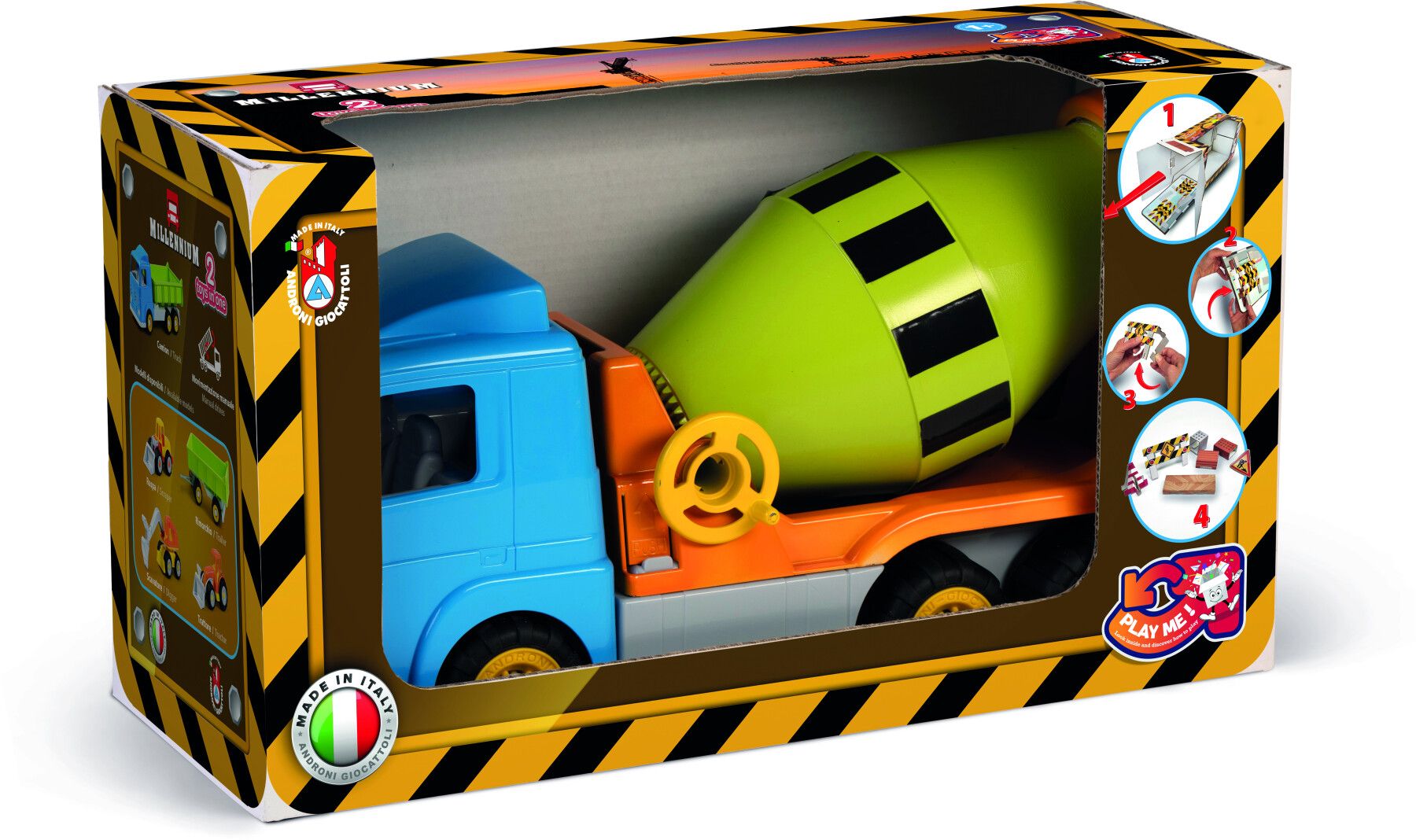 Betoniera cm 45 in scatola litografata con accessori cartone ritagliabili - 