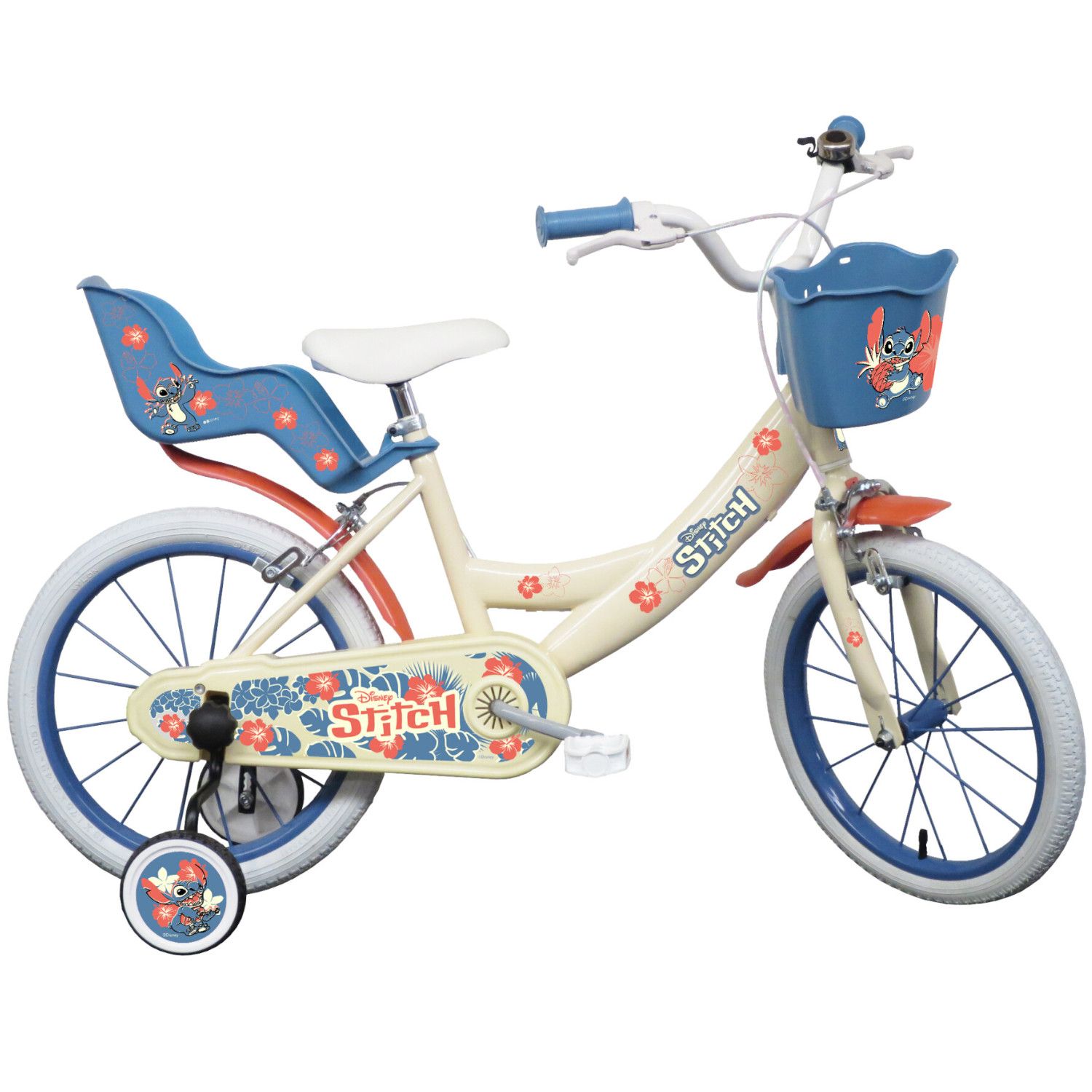 Bicicletta da 16 pollici di stitch, con cestino e portabambole - Disney, Disney Stitch