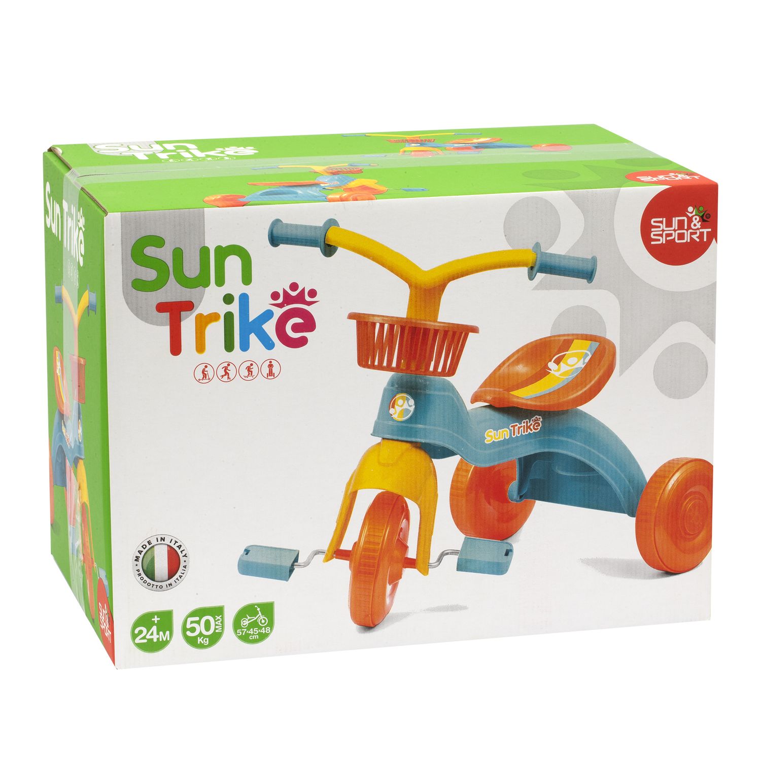 Fun trike - il tuo primo triciclo: pratico, leggero e colorato - con seggiolino regolabile e cesti portaoggetti - SUN&SPORT