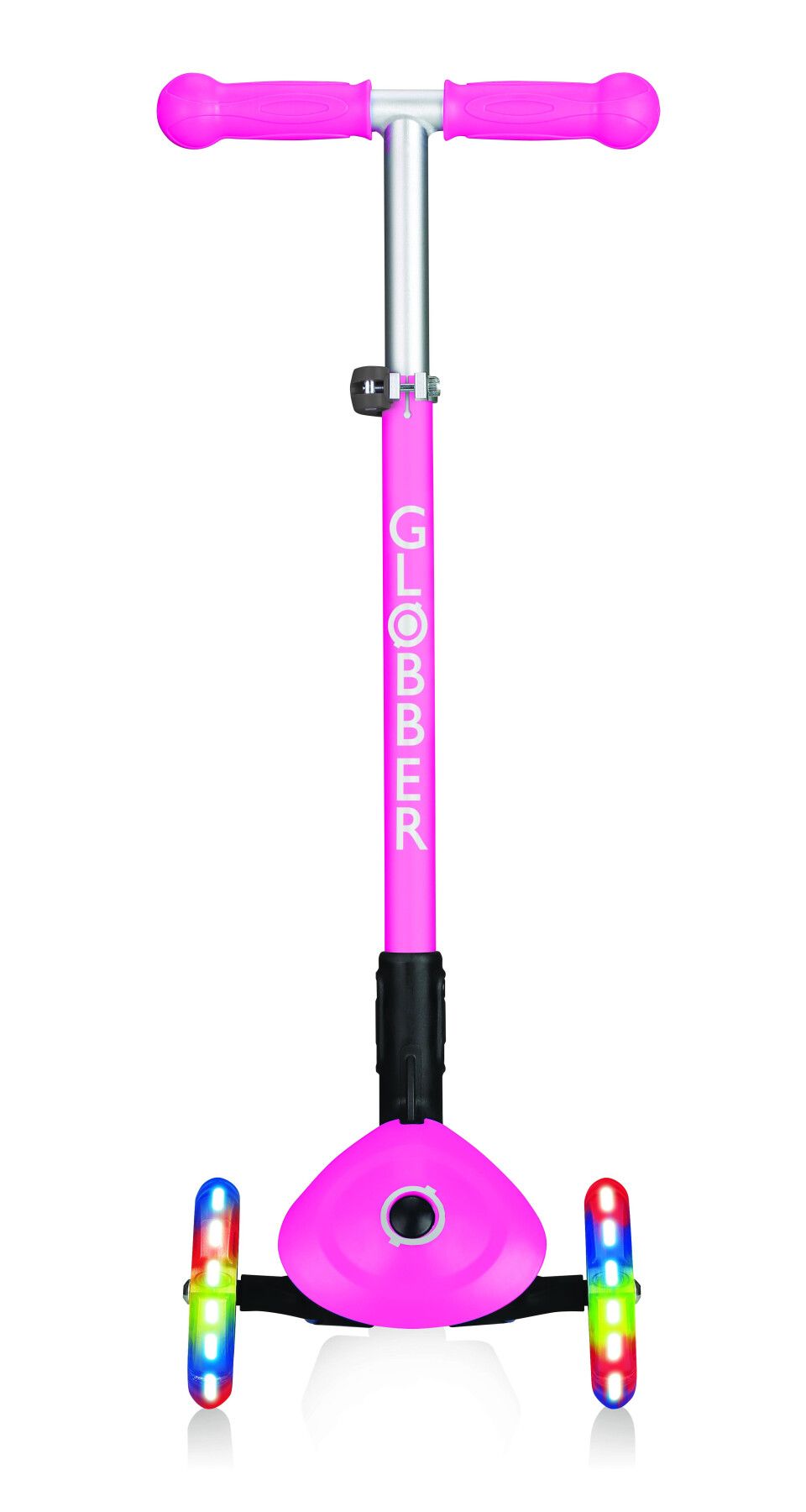 Globber primo foldable lights: monopattino 3 ruote rosa neon - per bambini 3-7 anni - GLOBBER