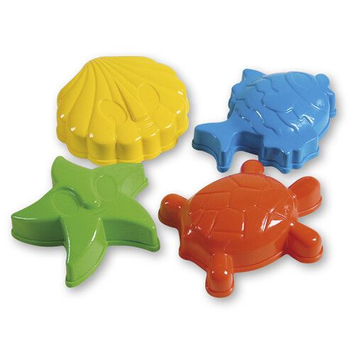 Set 4 formine marine in rete: stella marina, conchiglia, tartarughina e pesciolino - 