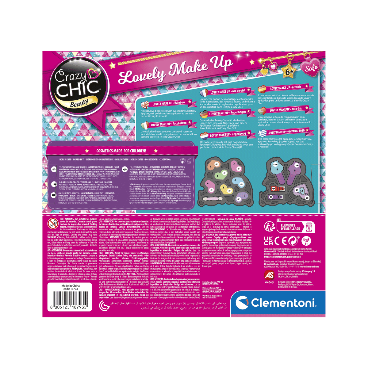 Clementoni - crazy chic - lovely make up - rainbow, 18793 - CLEMENTONI