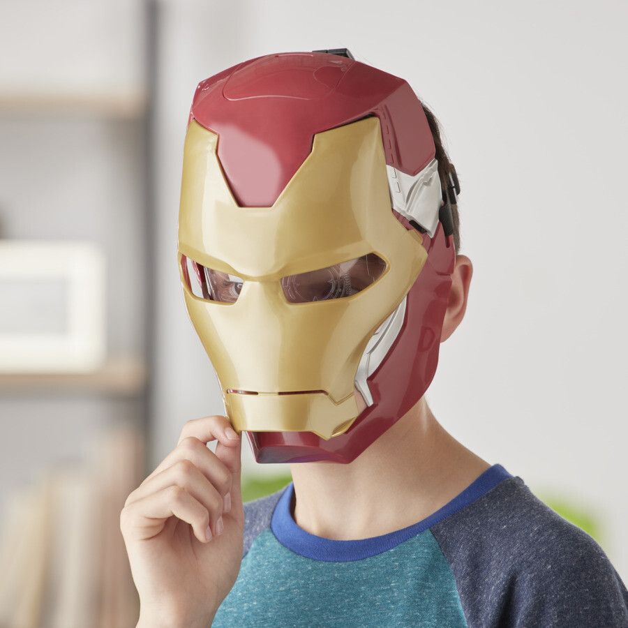 Hasbro marvel avengers, maschera flip fx di iron man, con effetti luminosi, replica per giochi d'imitazione - Avengers, MARVEL