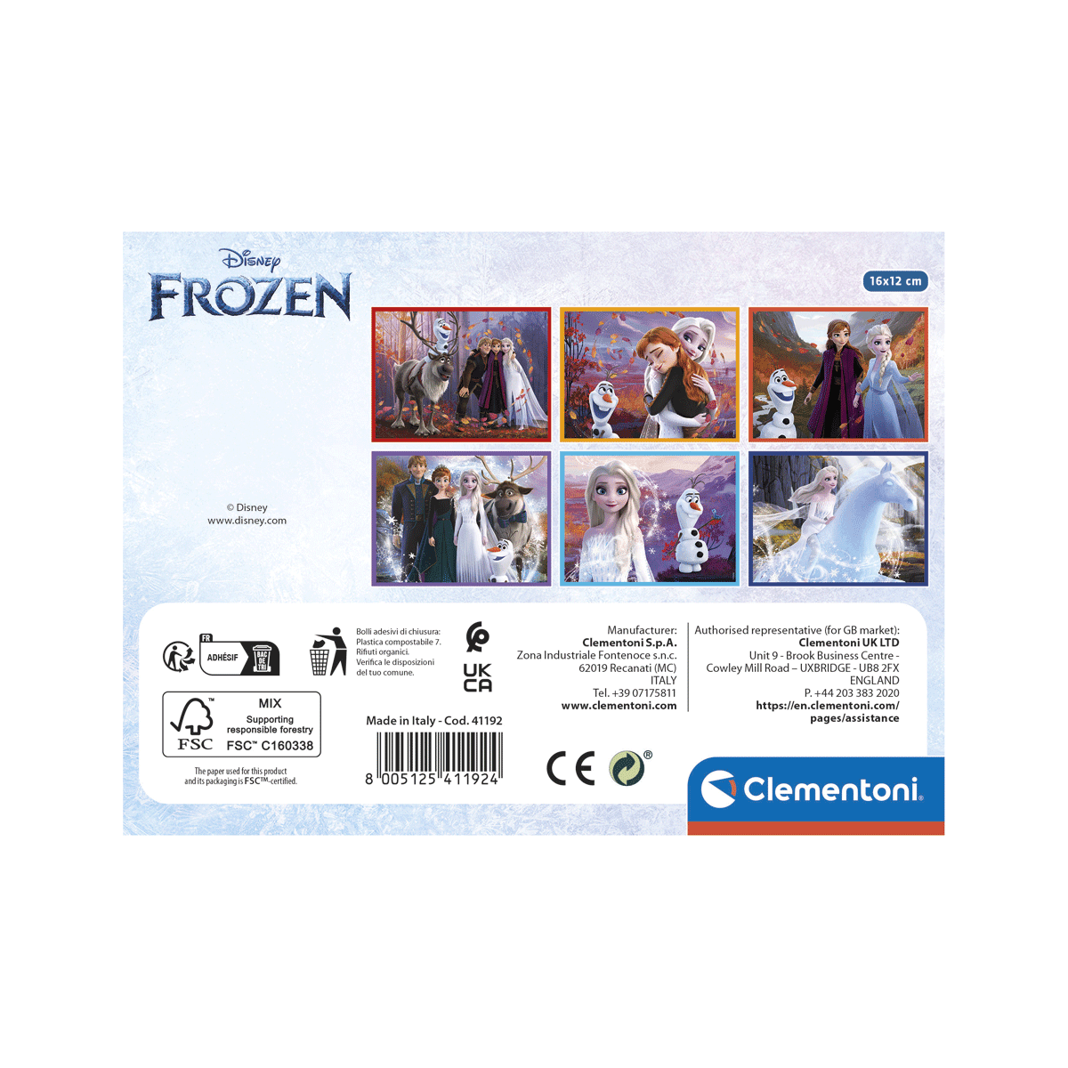 Clementoni - supercolor puzzle disney frozen - 12 pezzi, 41192 - CLEMENTONI