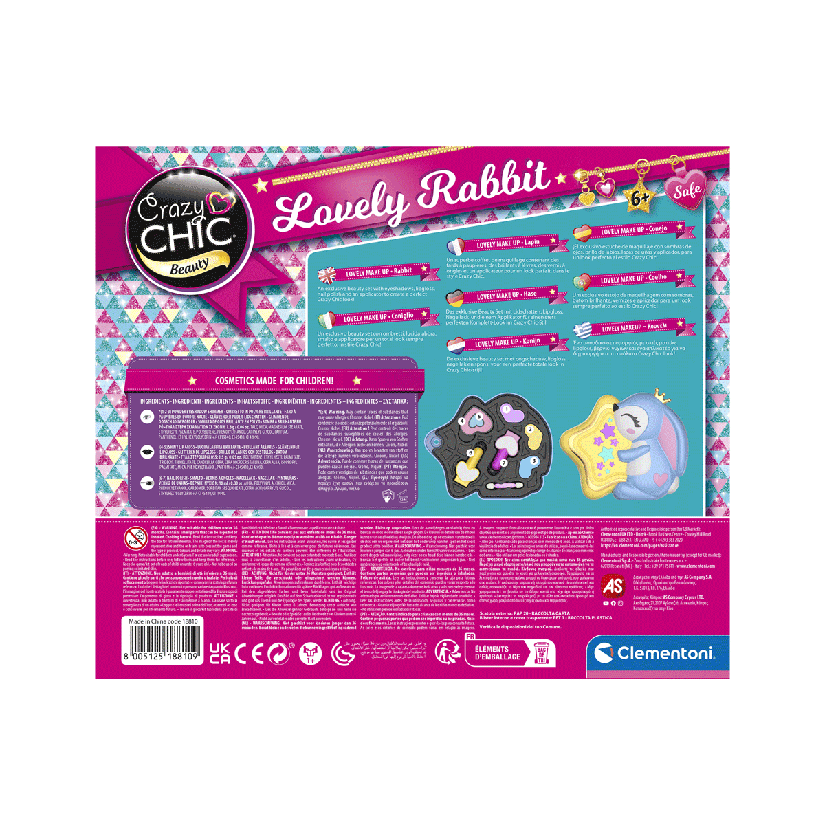 Clementoni - crazy chic - lovely make up - rabbit, 18810 - CLEMENTONI