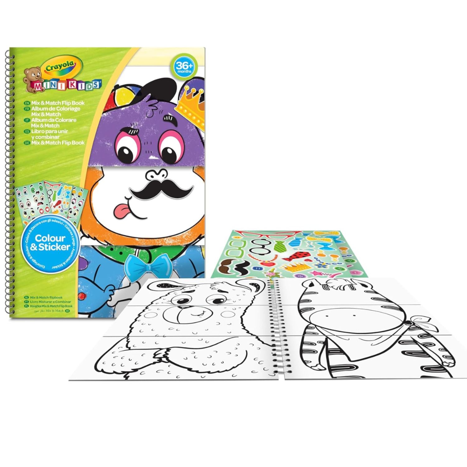 Crayola mini kids - album abbina e colora, le emozioni, 30 pagine da colorare e 3 fogli di stickers, attività per bambini dai 3 anni, 81-1527 - CRAYOLA