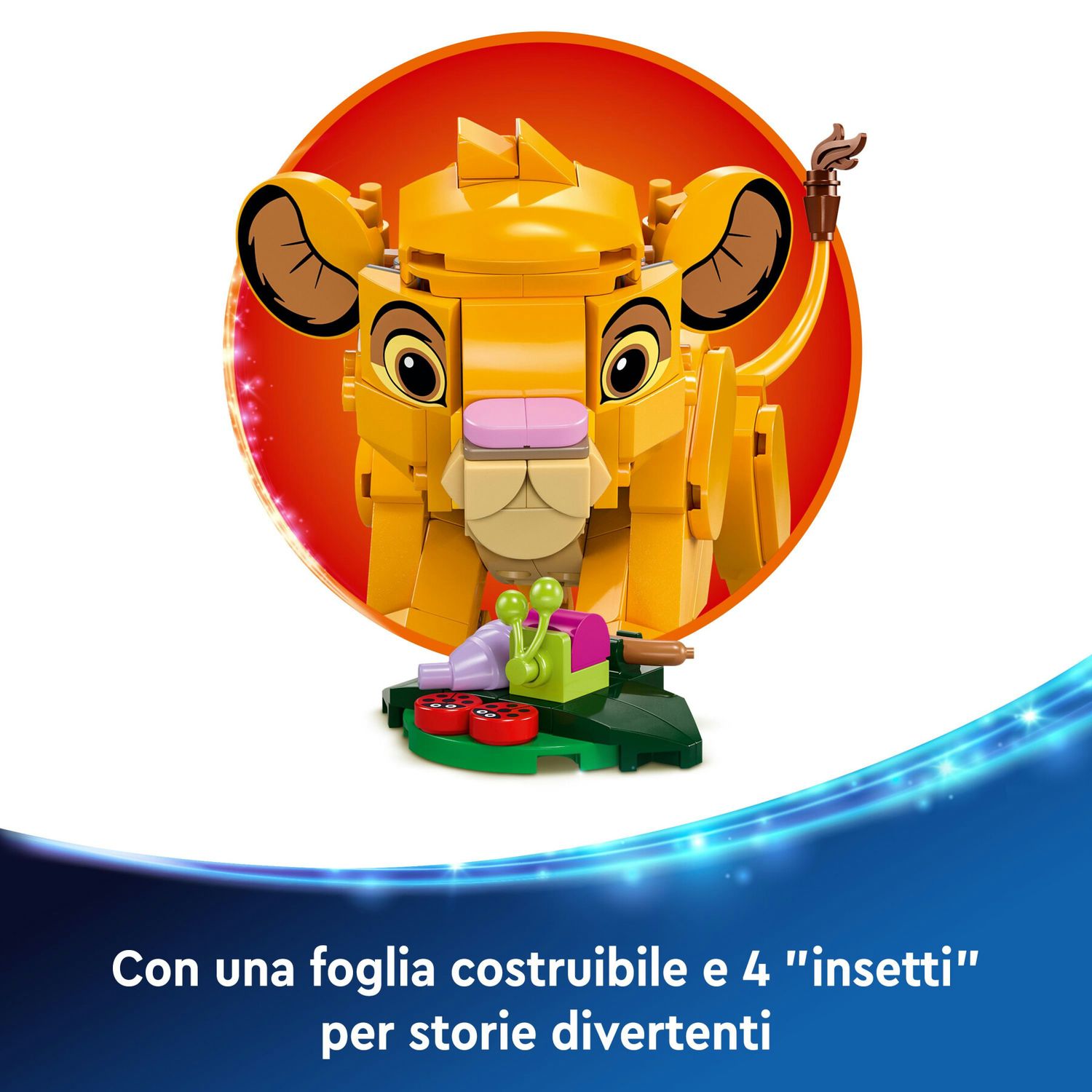 Lego disney 43243 simba, il cucciolo del re leone, giochi di fantasia per bambini 6+ anni, personaggio giocattolo costruibile - Disney, Lego