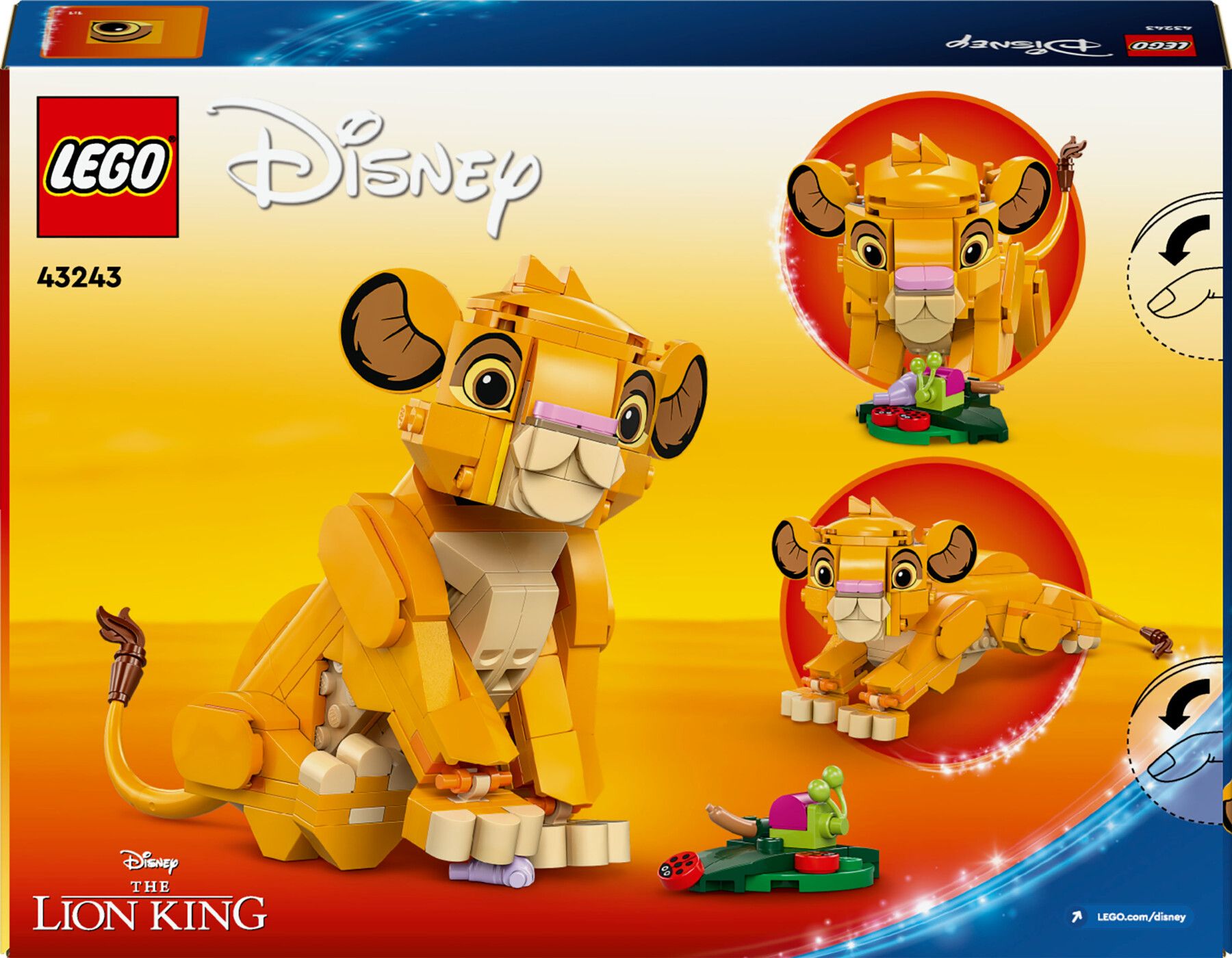 Lego disney 43243 simba, il cucciolo del re leone, giochi di fantasia per bambini 6+ anni, personaggio giocattolo costruibile - Disney, Lego