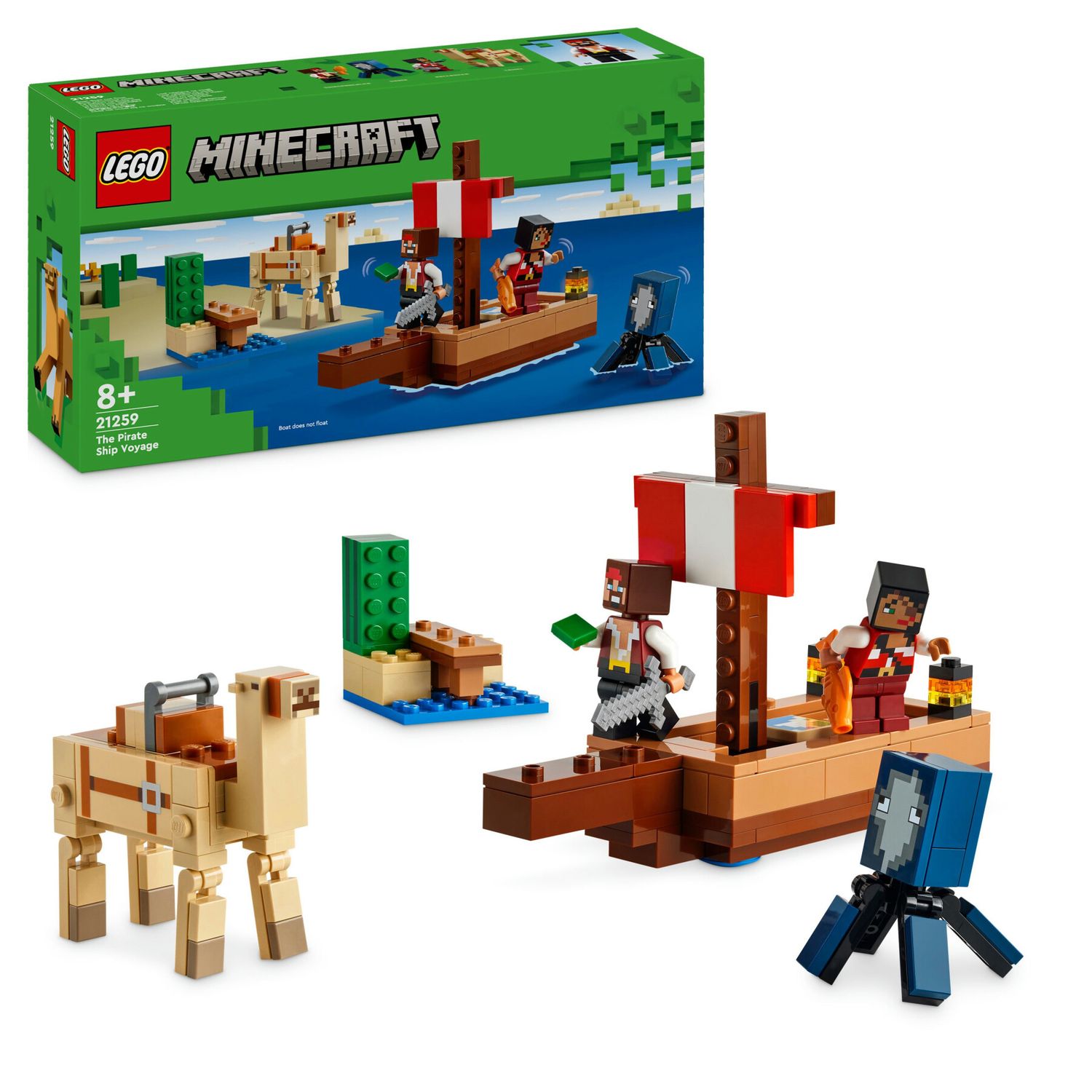 Lego minecraft 21259 il viaggio del galeone dei pirati, barca giocattolo da costruire con personaggi, giochi per bambini 8+ - MINECRAFT, Lego