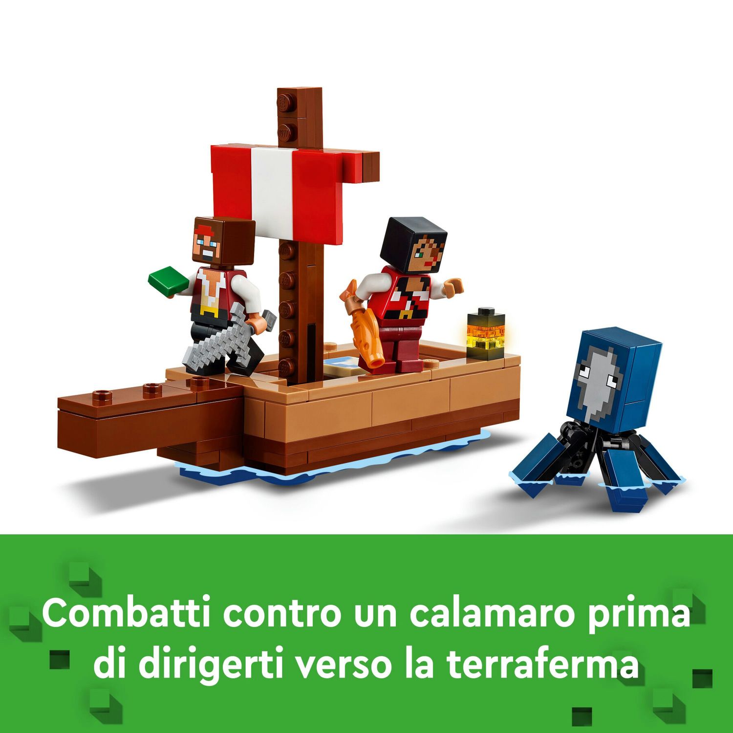 Lego minecraft 21259 il viaggio del galeone dei pirati, barca giocattolo da costruire con personaggi, giochi per bambini 8+ - MINECRAFT, Lego