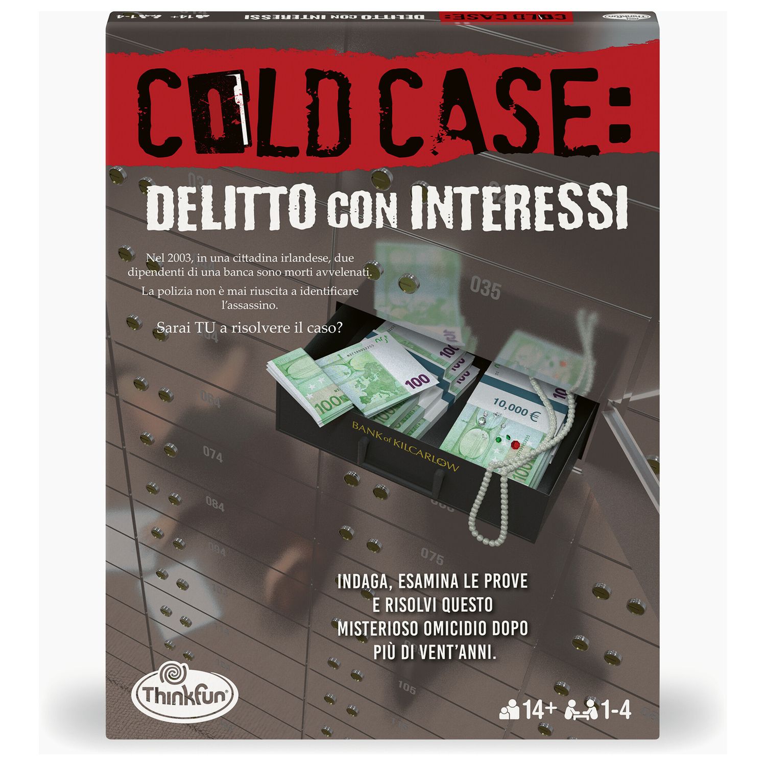 Thinkfun - cold case 3: delitto con interessi, gioco di logica e indagine per adulti, 1-4 giocatori, età 14+ anni - THINKFUN