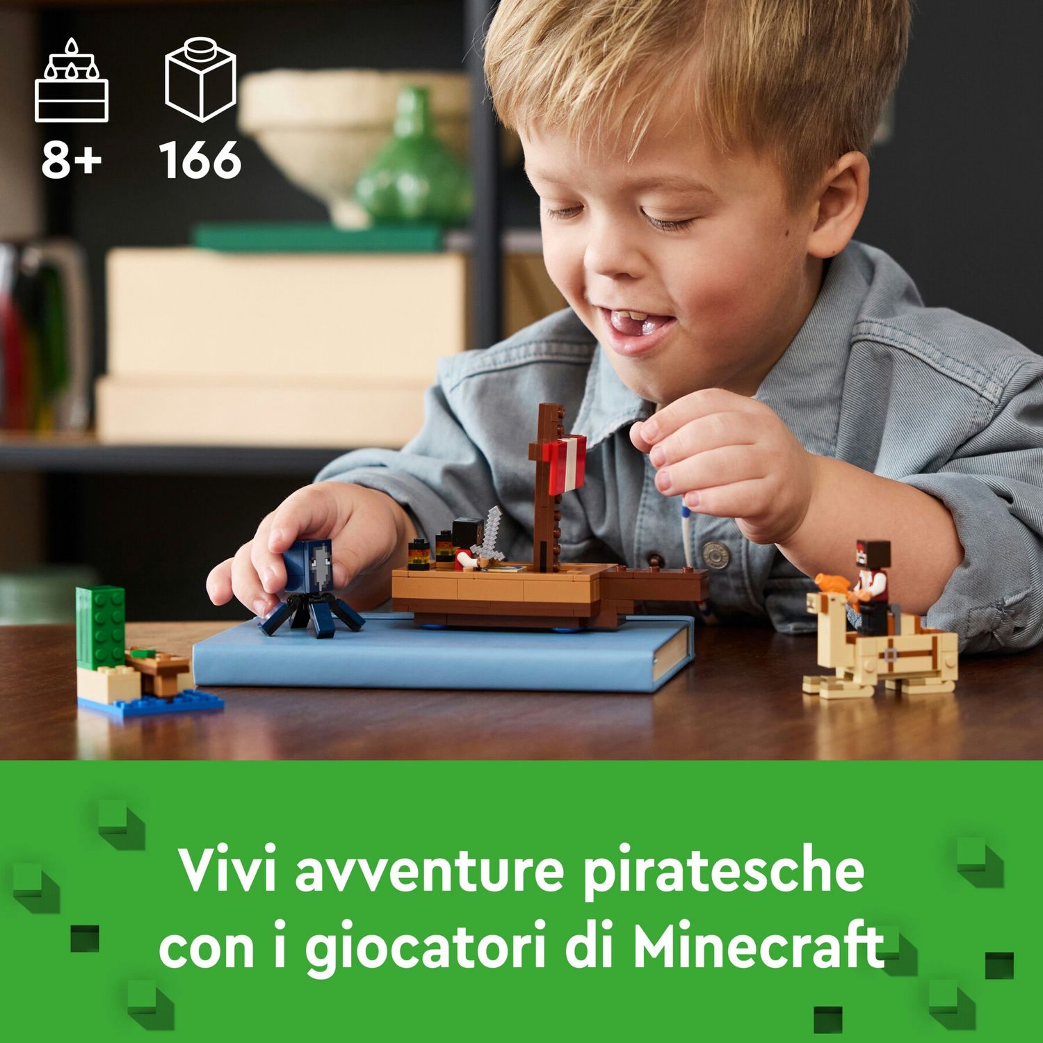 Lego minecraft 21259 il viaggio del galeone dei pirati, barca giocattolo da costruire con personaggi, giochi per bambini 8+ - MINECRAFT, Lego