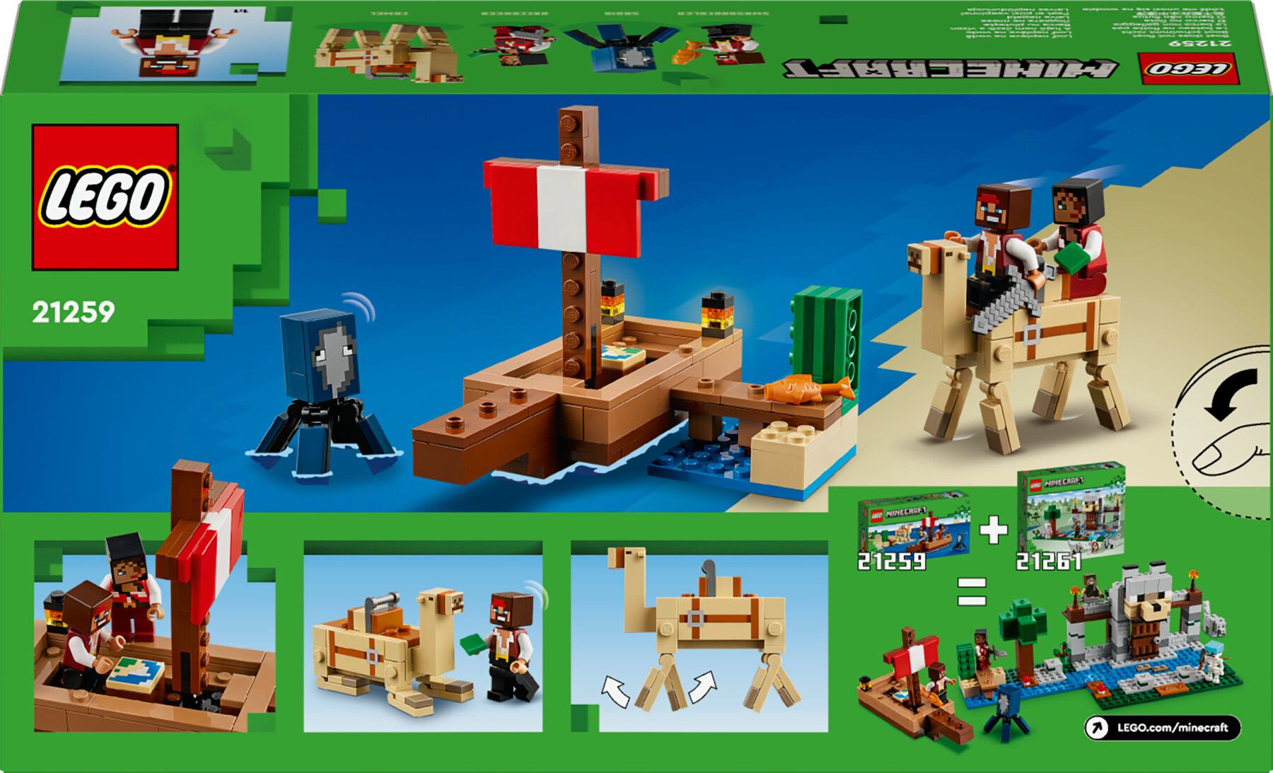 Lego minecraft 21259 il viaggio del galeone dei pirati, barca giocattolo da costruire con personaggi, giochi per bambini 8+ - MINECRAFT, Lego