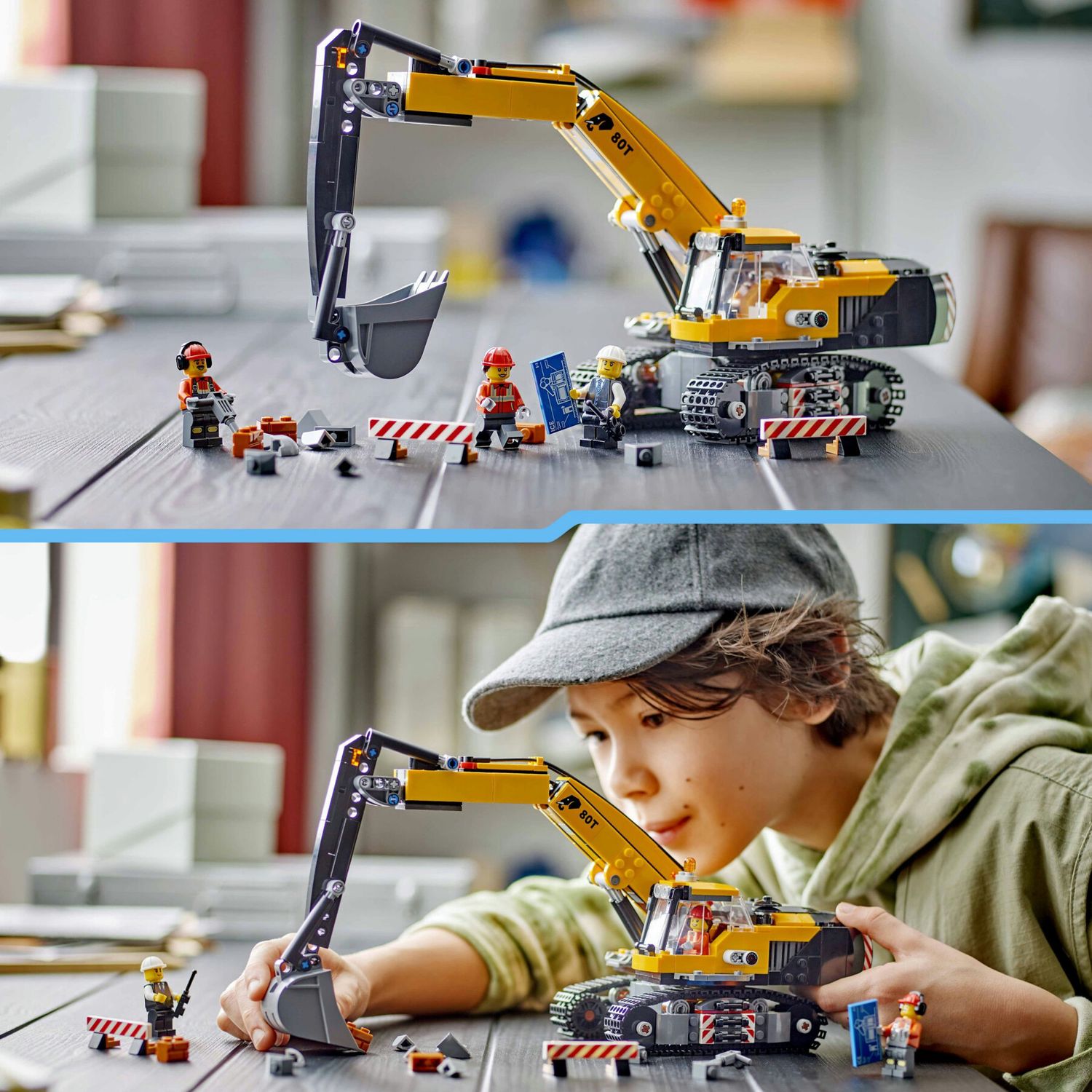 Lego city 60420 escavatore da cantiere giallo, giochi creativi per bambini 8+, veicolo giocattolo da cantiere e 3 minifigure - LEGO CITY, Lego
