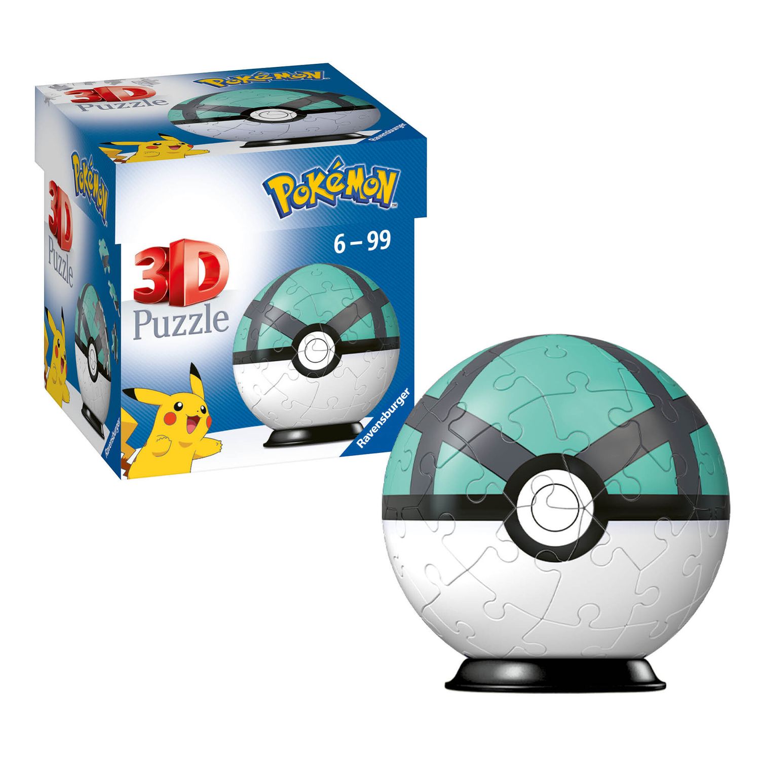 Ravensburger - 3d puzzle pokémon net ball verde, 54 pezzi, 6+ anni - POKEMON, RAVENSBURGER, RAVENSBURGER 3D PUZZLE