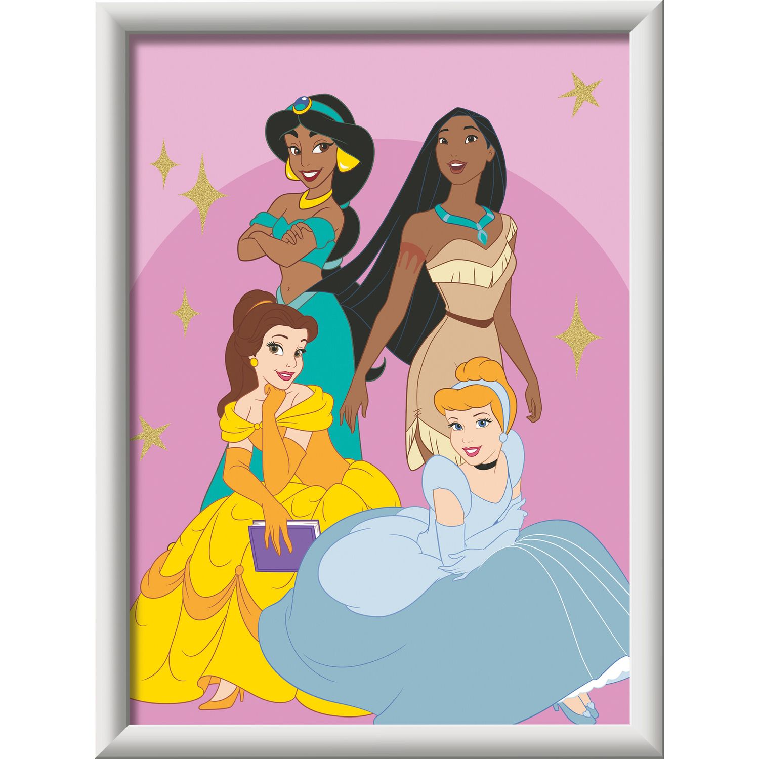 Ravensburger - creart serie d: le principesse disney, kit pittura con numeri, contiene una tavola prestampata, pennello, color - 9+ anni - CREART, DISNEY PRINCESS, RAVENSBURGER