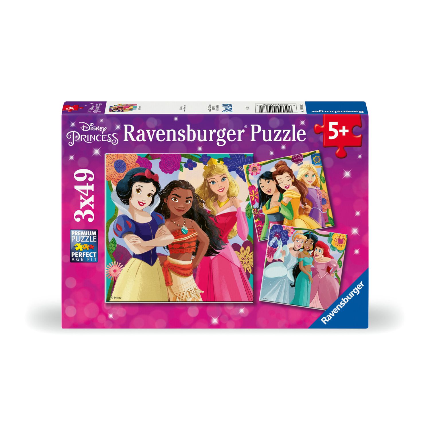 Ravensburger - puzzle disney princess - collezione 3x49 - 3 puzzle da 49 pezzi - età raccomandata 5+ anni - DISNEY PRINCESS, RAVENSBURGER