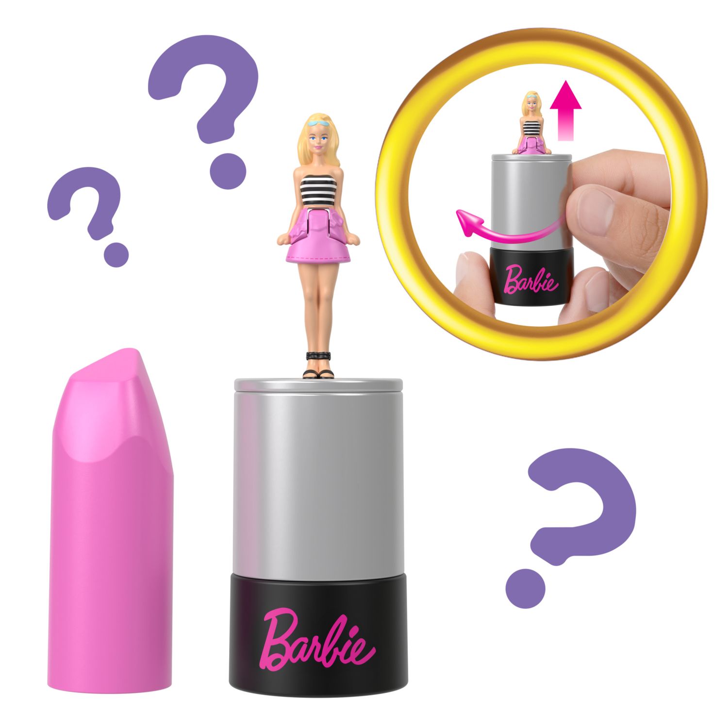 Mini barbieland - fashionistas - mini bambole in un tubetto di rossetto con sorpresa - Barbie