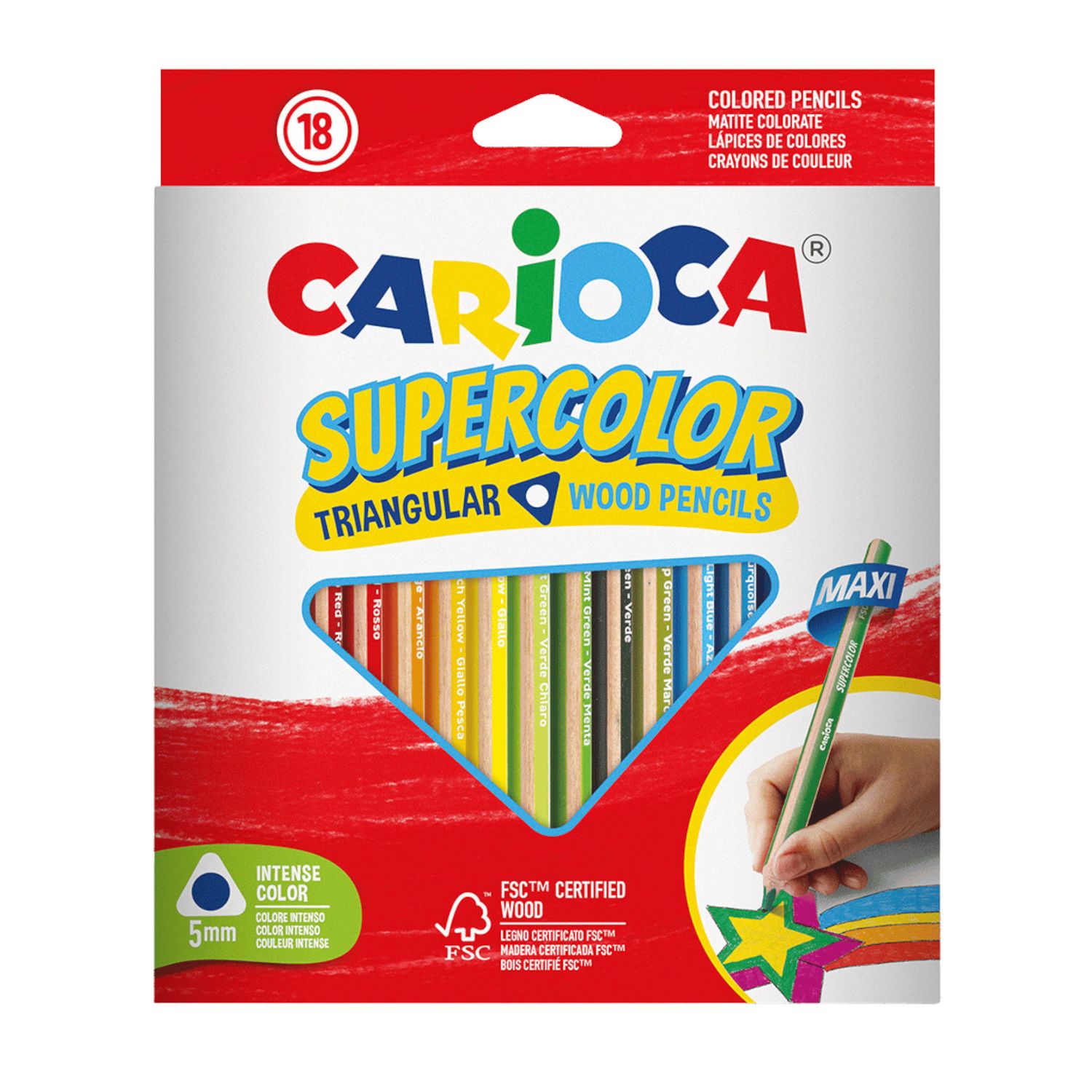 Matite triangolari maxi supercolor - 18 pz - CARIOCA