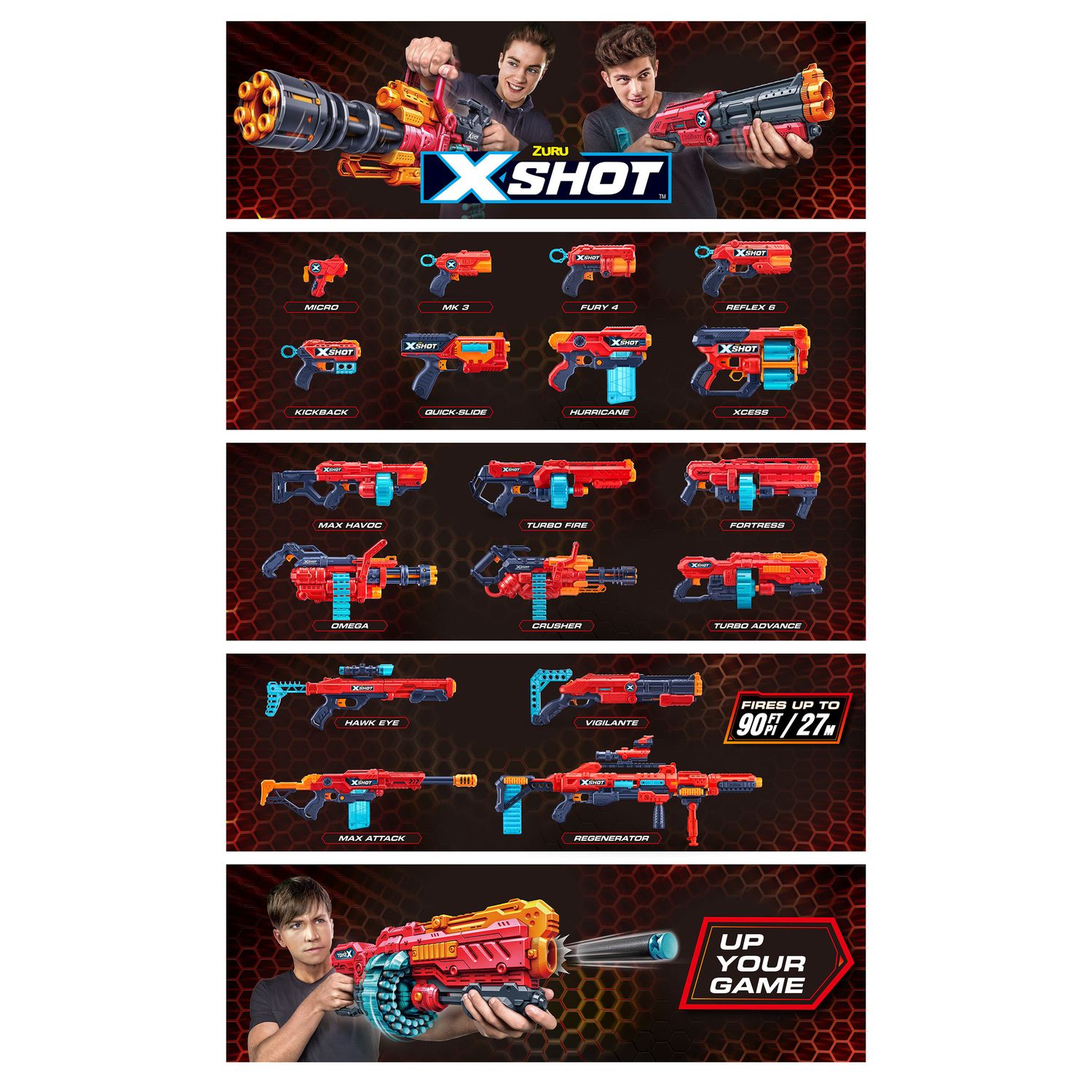 Xshot excel fury 4 blaster 16x freccette in schiuma con tecnologia air pocket - 