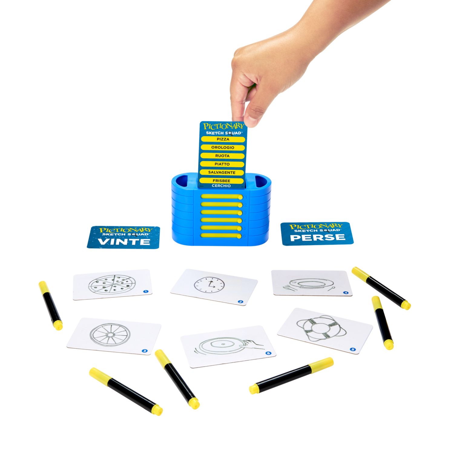 Mattel games - pictionary sketch squad, gioco di squadra e disegno cooperativo, con lavagnette, pennarelli e porta indizi, 2-6 giocatori - MATTEL GAMES, PICTIONARY