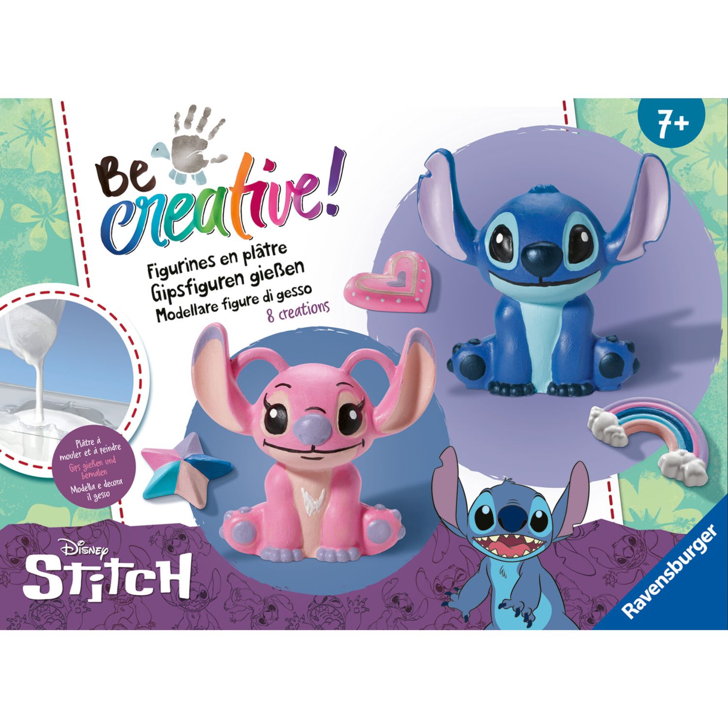 Ravensburger be creative maxi: gioco creativo per creare figurine in gesso, per bambini 7+ anni - RAVENSBURGER, Disney, Disney Stitch