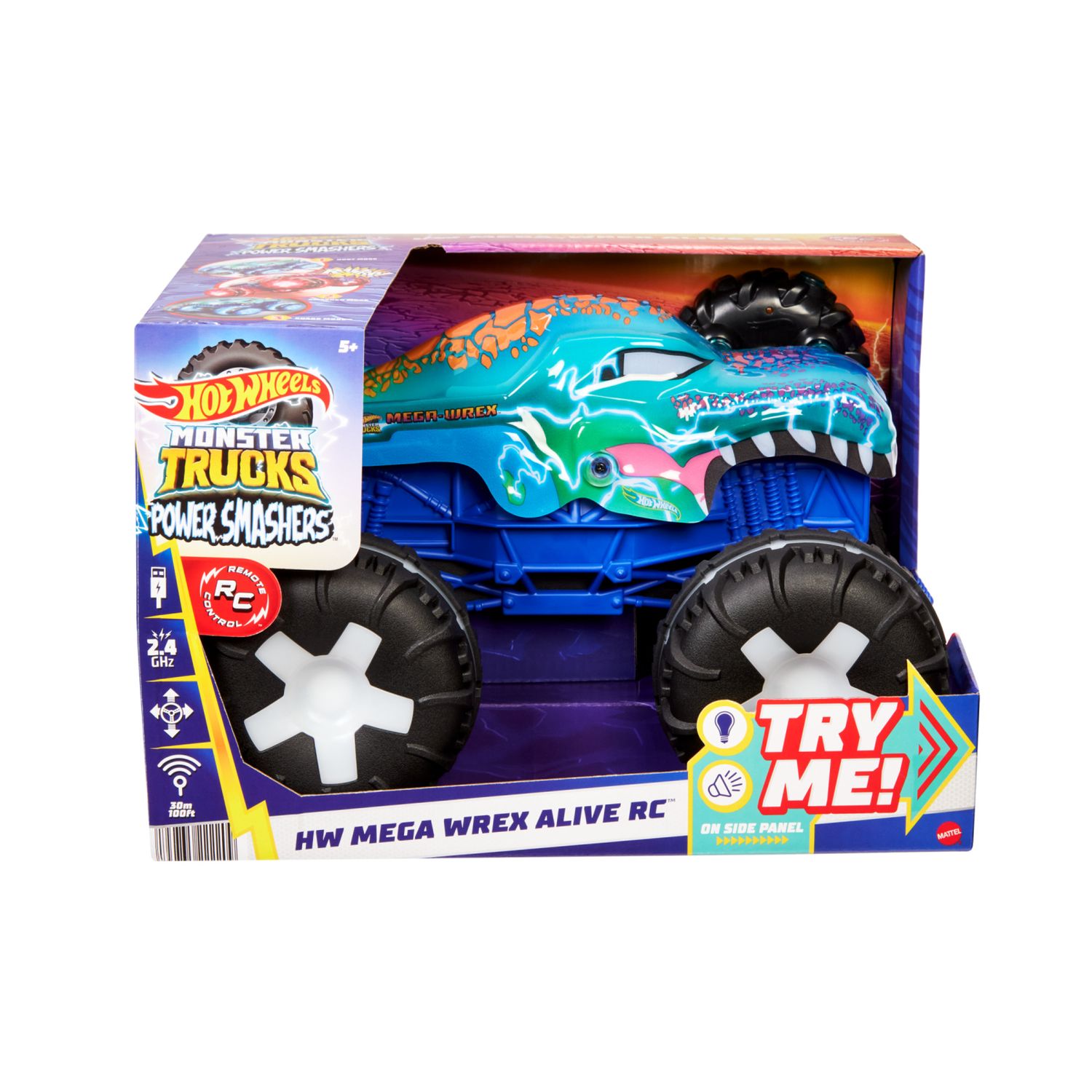 Hot wheels monster trucks - mega-wrex oversize r/c, truck radiocomandato in scala 1:15 con 3 modalità di gioco, luci e suoni interattivi - Hot Wheels