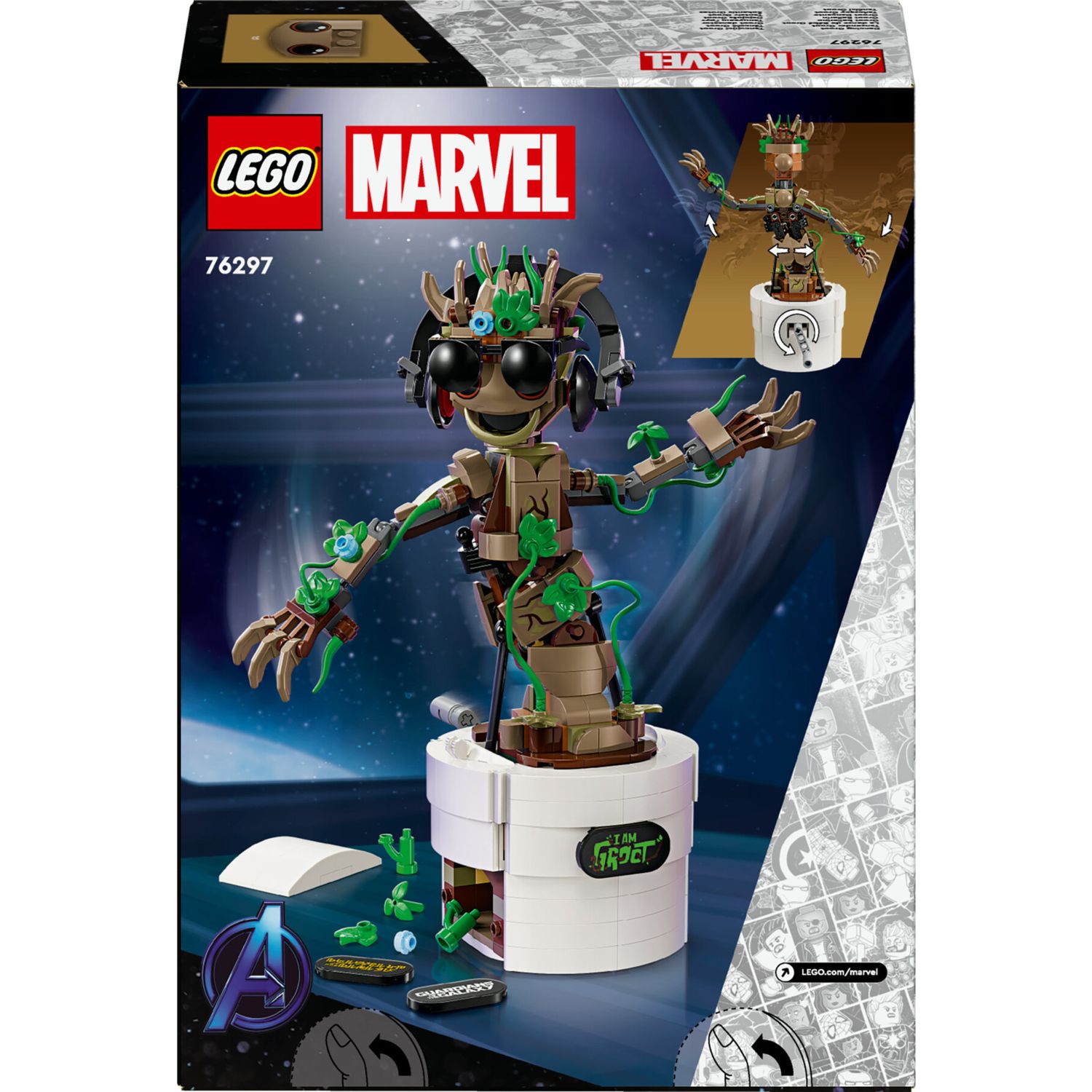 Lego marvel 76297 groot ballerino, personaggio giocattolo con funzione danzante, giochi animati bambini 7+ fan degli avengers - LEGO SUPER HEROES, Lego, MARVEL