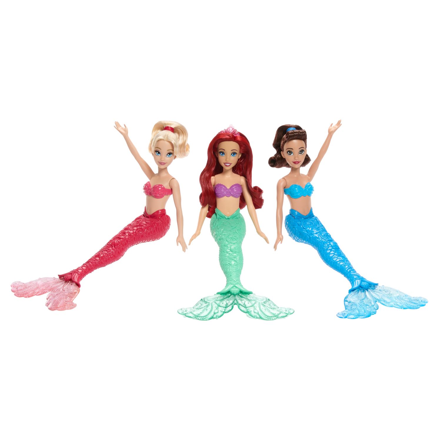 Disney princess - ariel e le sue sorelle, set 3 bambole sirena alla moda con code glitterate - DISNEY PRINCESS, Disney