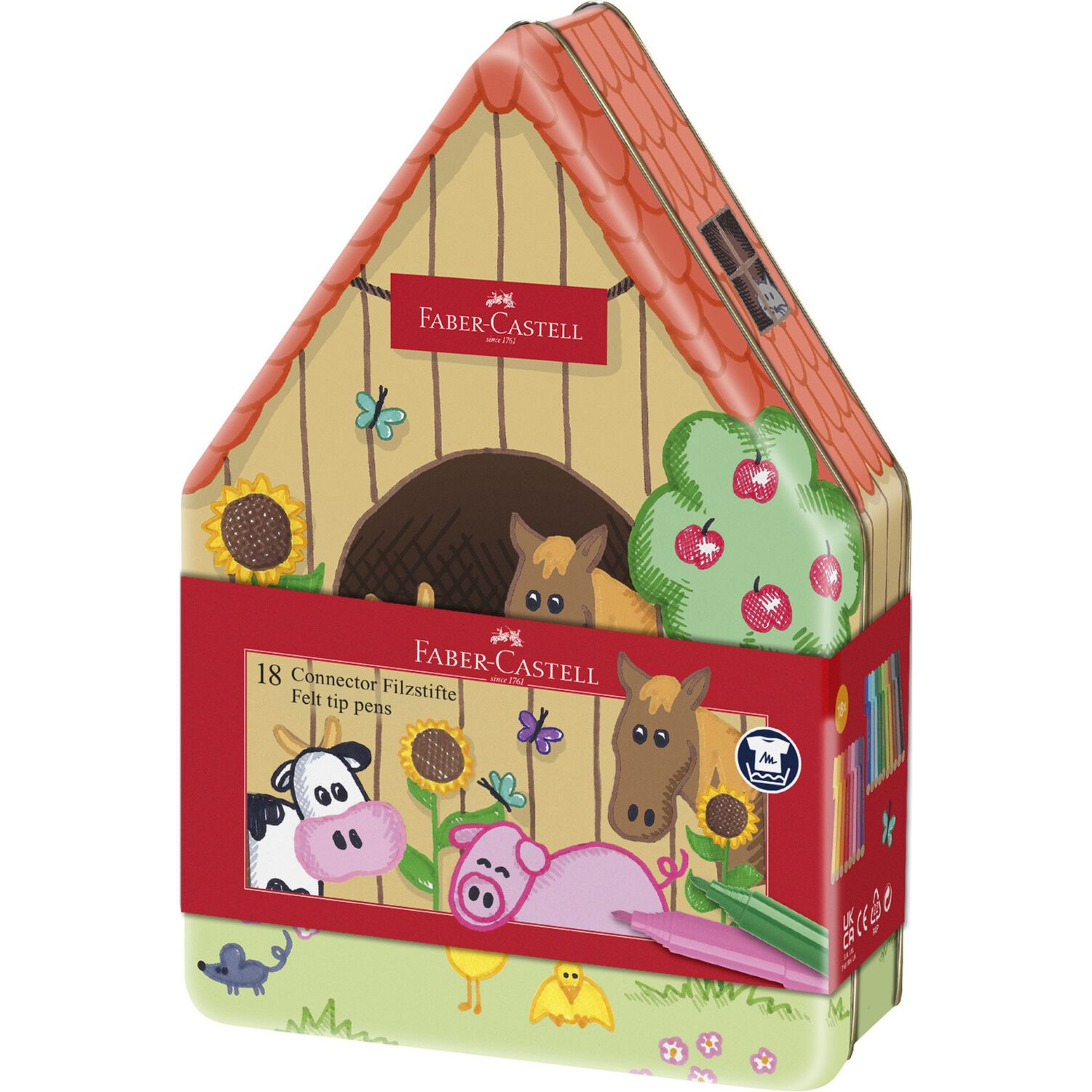 Pennarelli connector "fattoria": 18 pennarelli connector in confezione di  metallo - FABER-CASTELL