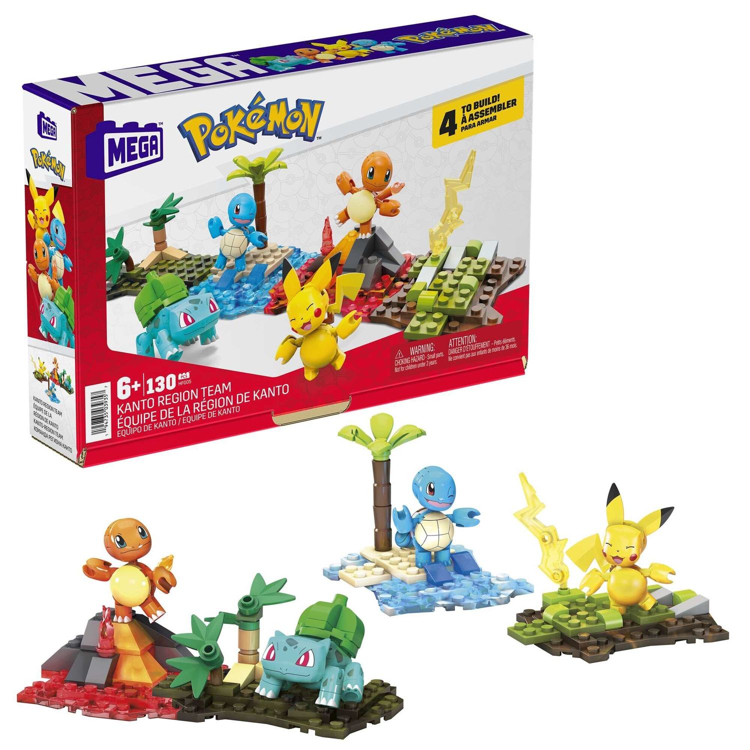 Mega pokémon - squadra di kanto, set da costruire con 130 pezzi e 4 personaggi pokémon inclusi - MEGA BLOKS, POKEMON