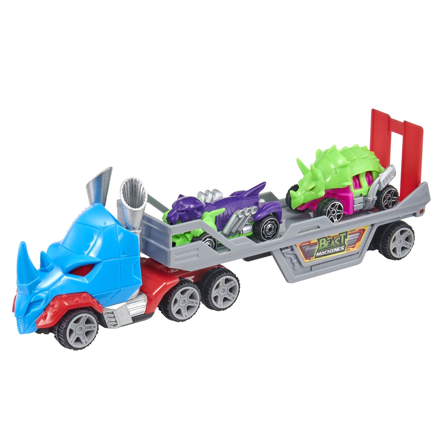 Camion beast machine assortito: trasporta e gioca con le tue beast machines - ruote libere e rampa mobile - MOTOR & CO.