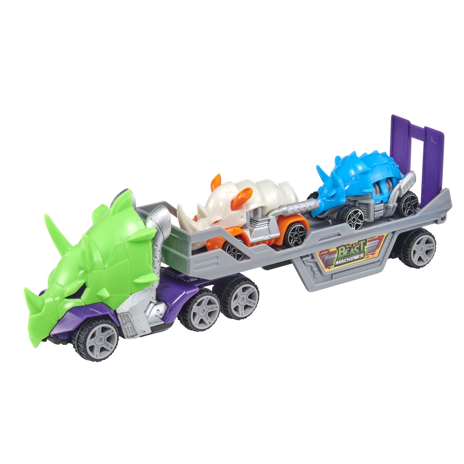 Camion beast machine assortito: trasporta e gioca con le tue beast machines - ruote libere e rampa mobile - MOTOR & CO.