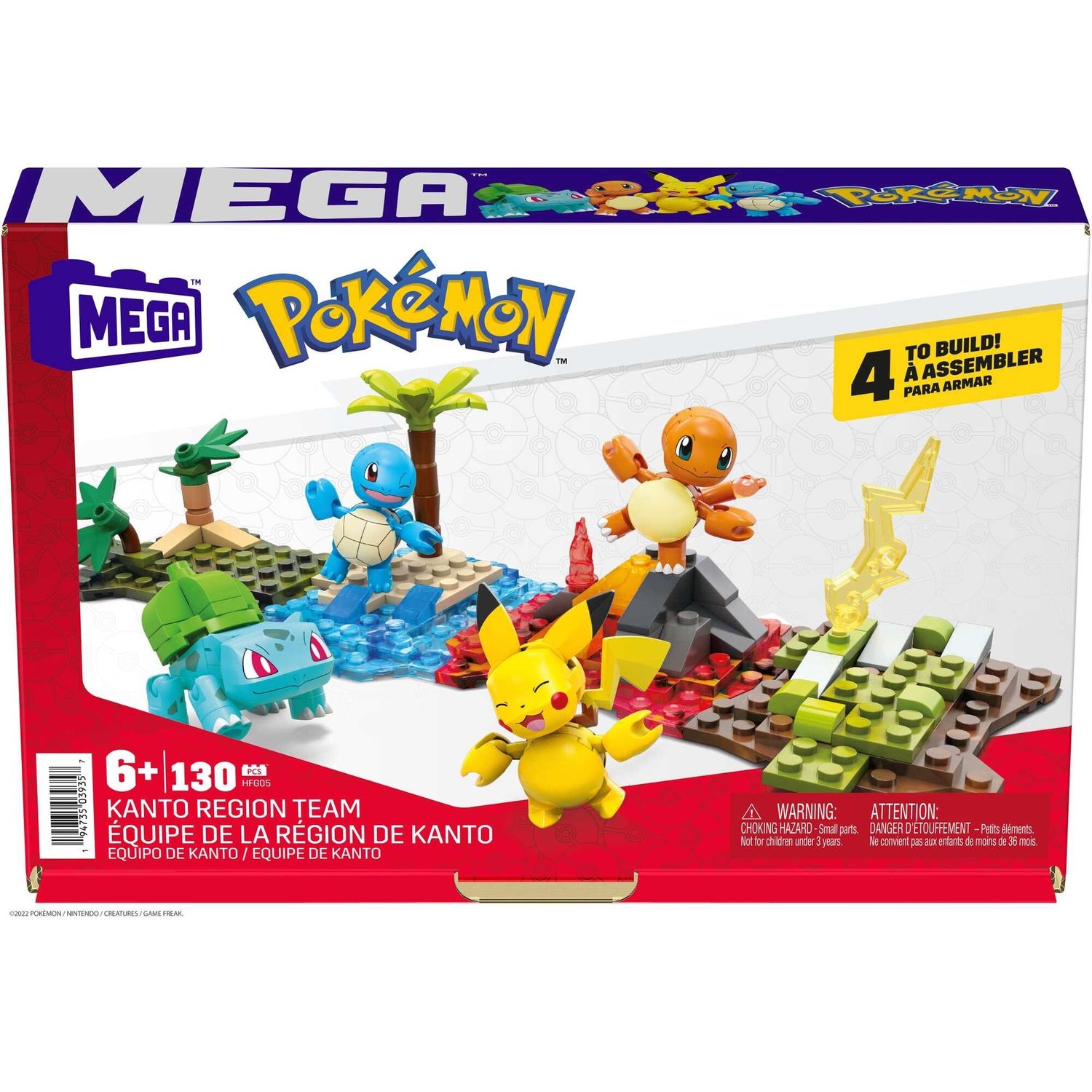 Mega pokémon - squadra di kanto, set da costruire con 130 pezzi e 4 personaggi pokémon inclusi - MEGA BLOKS, POKEMON