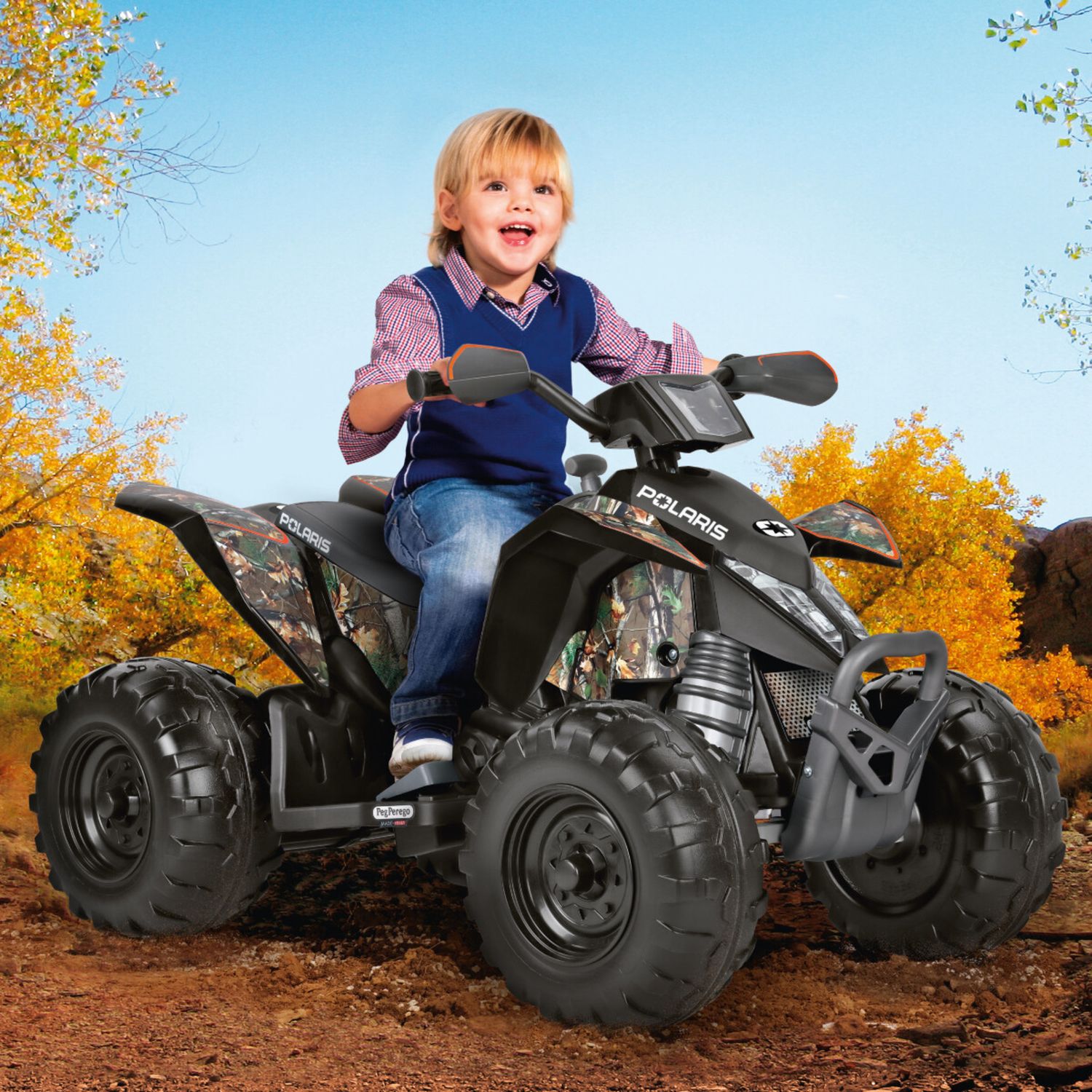Peg perego - quad elettrico 12v - polaris outlaw 330w camo - Peg Perego