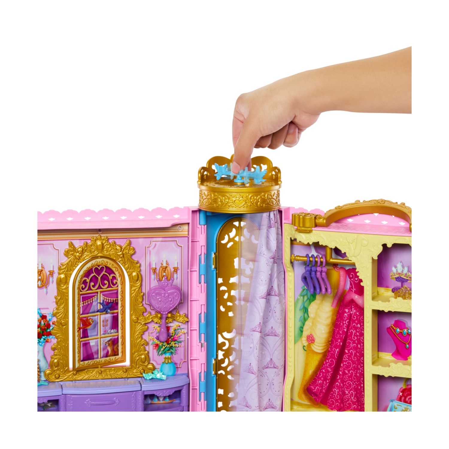 Disney princess - guardaroba da favola, playset armadio apribile fino a 60cm con 2 abiti e 25 accessori - DISNEY PRINCESS