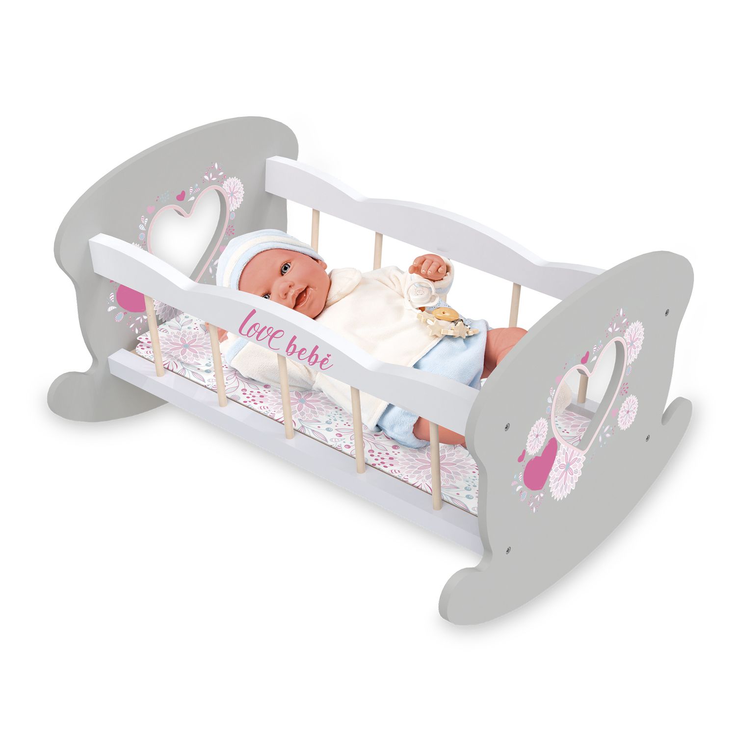 Lettino per bambole con base basculante e copertina coordinata - love bebé - LOVE BEBÈ