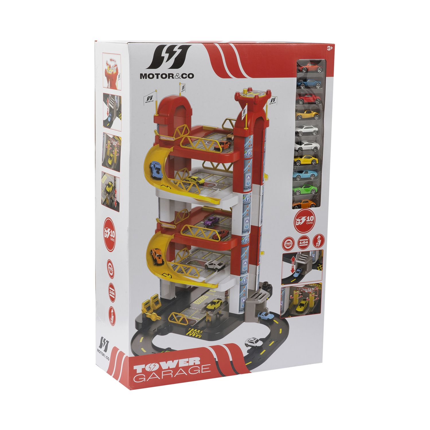 Garage motor e co a 5 piani con rampe e ascensore - 10 macchinine incluse - MOTOR & CO., SUPERSTAR