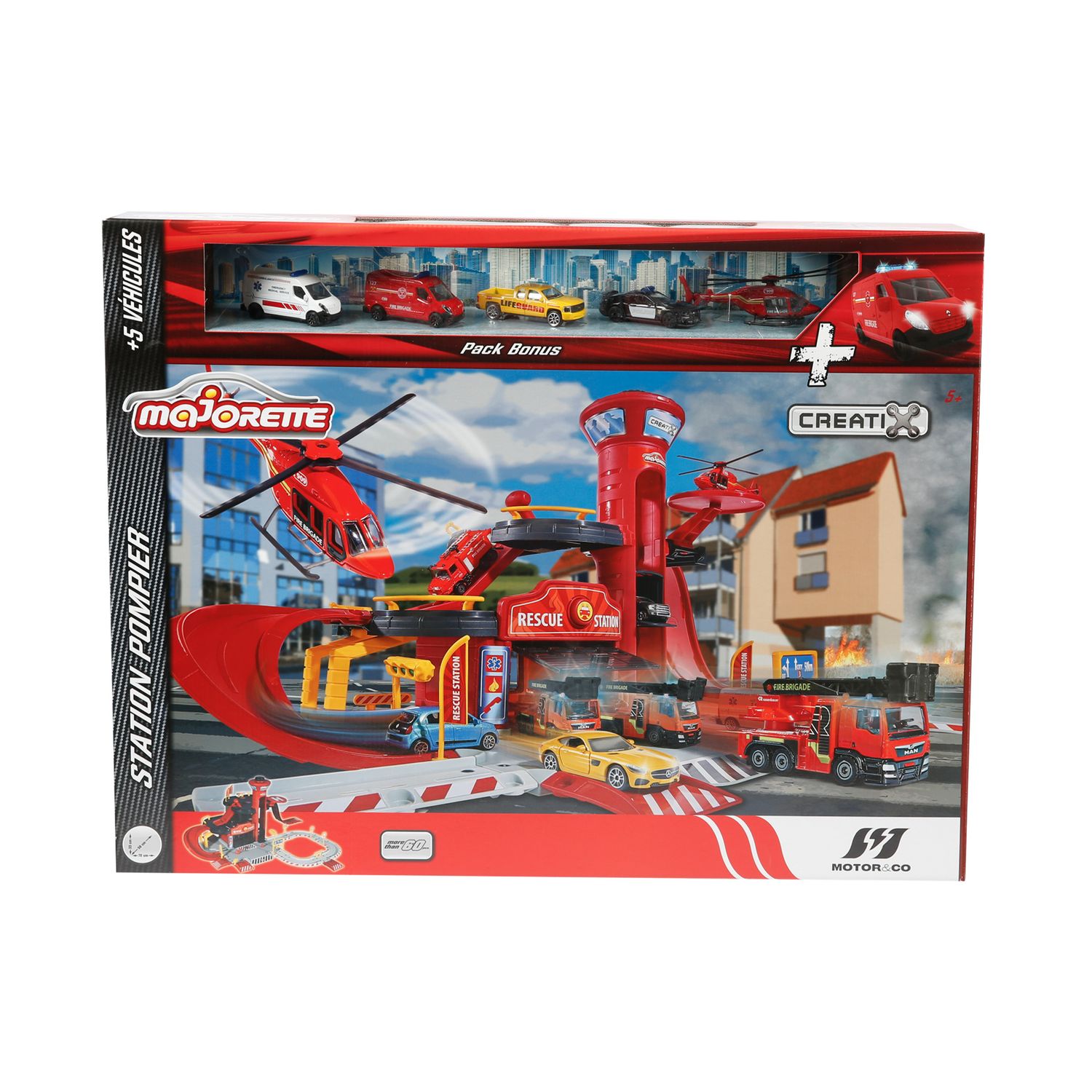 Set garage dei pompieri con 5 veicoli inclusi  - motor&co - MOTOR & CO., SUPERSTAR