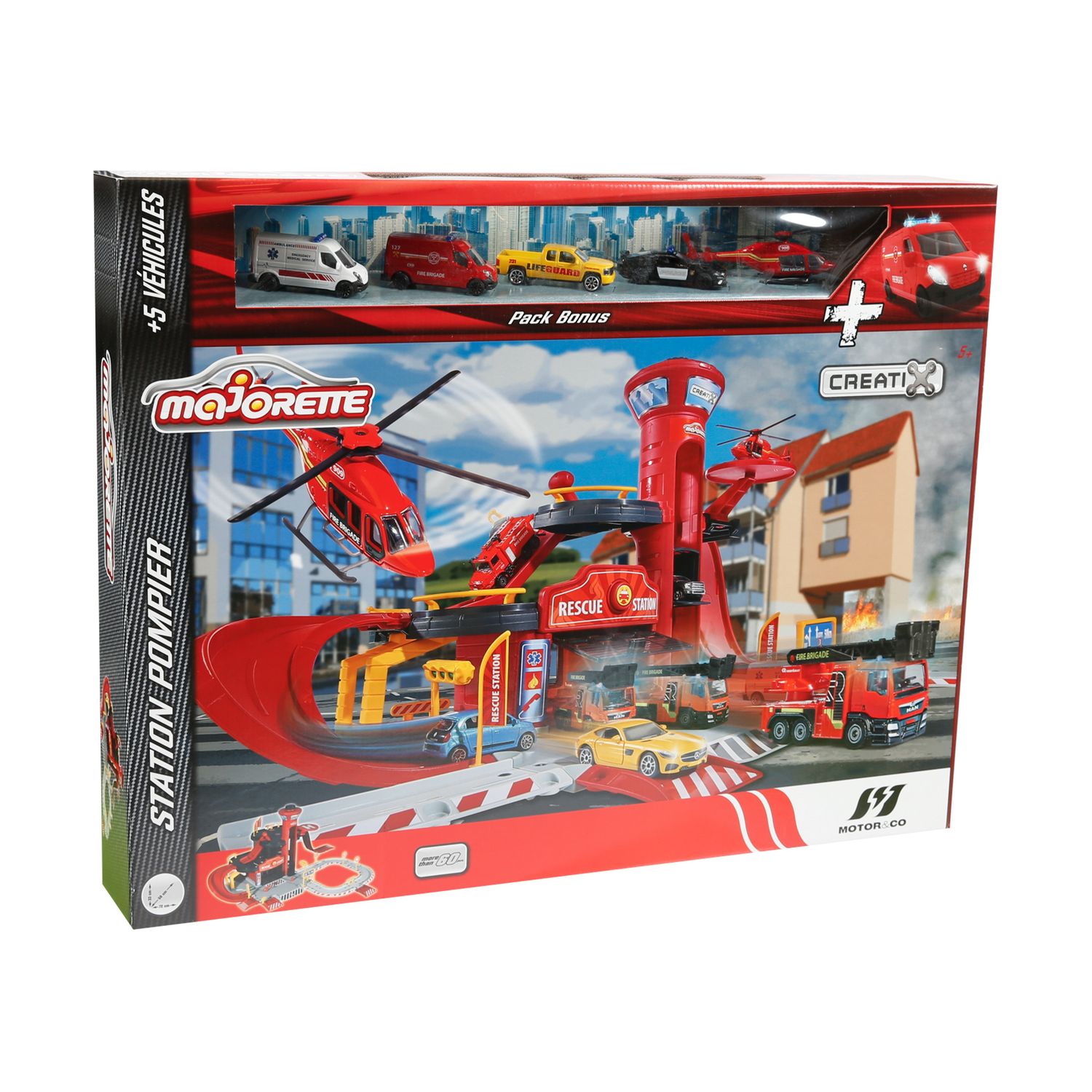 Set garage dei pompieri con 5 veicoli inclusi  - motor&co - MOTOR & CO., SUPERSTAR